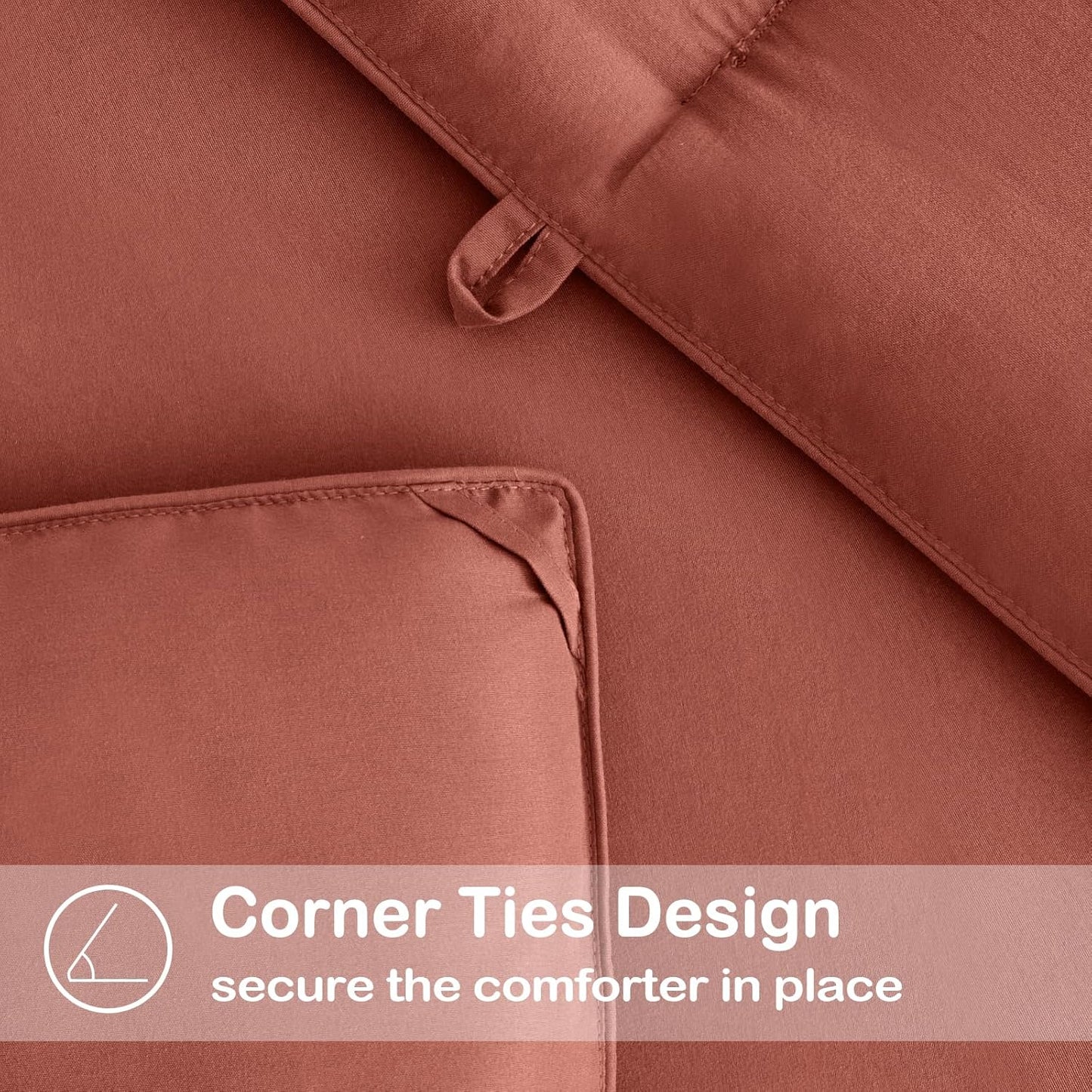 EASELAND Twin Size Down Alternative Comforter - Quilted Duvet Insert for All Seasons, Soft Lightweight with Corner Tabs, Summer Winter Warm Bedding, Terracotta 64×88 Inches