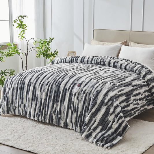 Heated Blanket Twin - 62"x84" Fast Heating Bed Electric Blankets with 6 Heating Levels & 10 Hours Auto Off, Soft Ribbed Faux Fur Sherpa, Over-Heated Protection ETL, Dark Gray