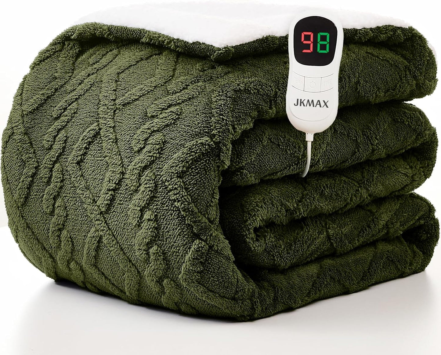 Heated Electric Blanket Full Size-72"x84" Heating Blanket with 10 Heating Levels & 5 Time Settings Over-Heat Protection，Winter Warmer for Adults with ETL Certification（Green）