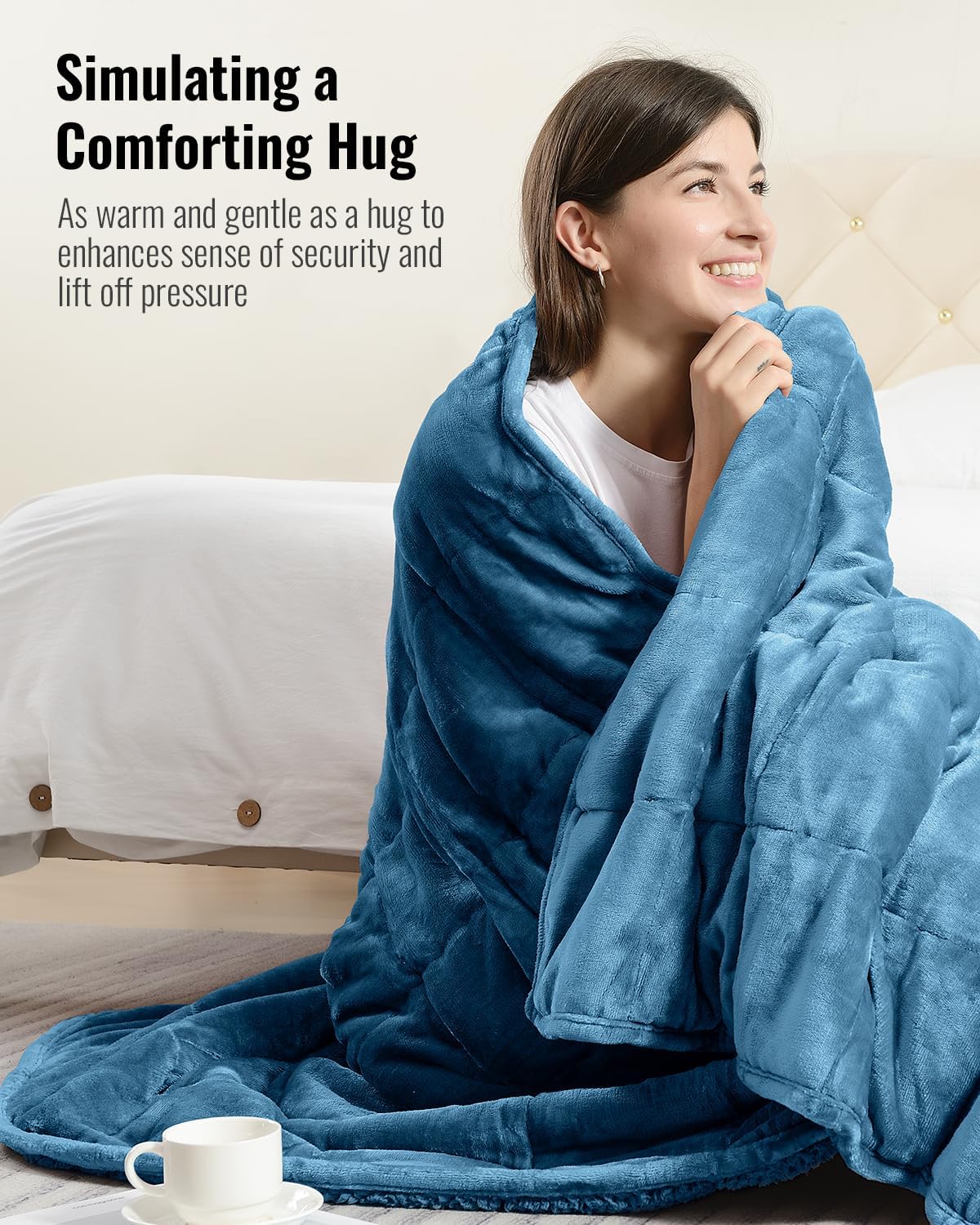 Uttermara Sherpa Fleece Weighted Blanket 20 lbs for Adult, Unicolor Ultra-Soft Fleece and Sherpa, Dual Sided Cozy Plush Blanket for Sofa Bed, 60 x 80 inches, Slate Blue