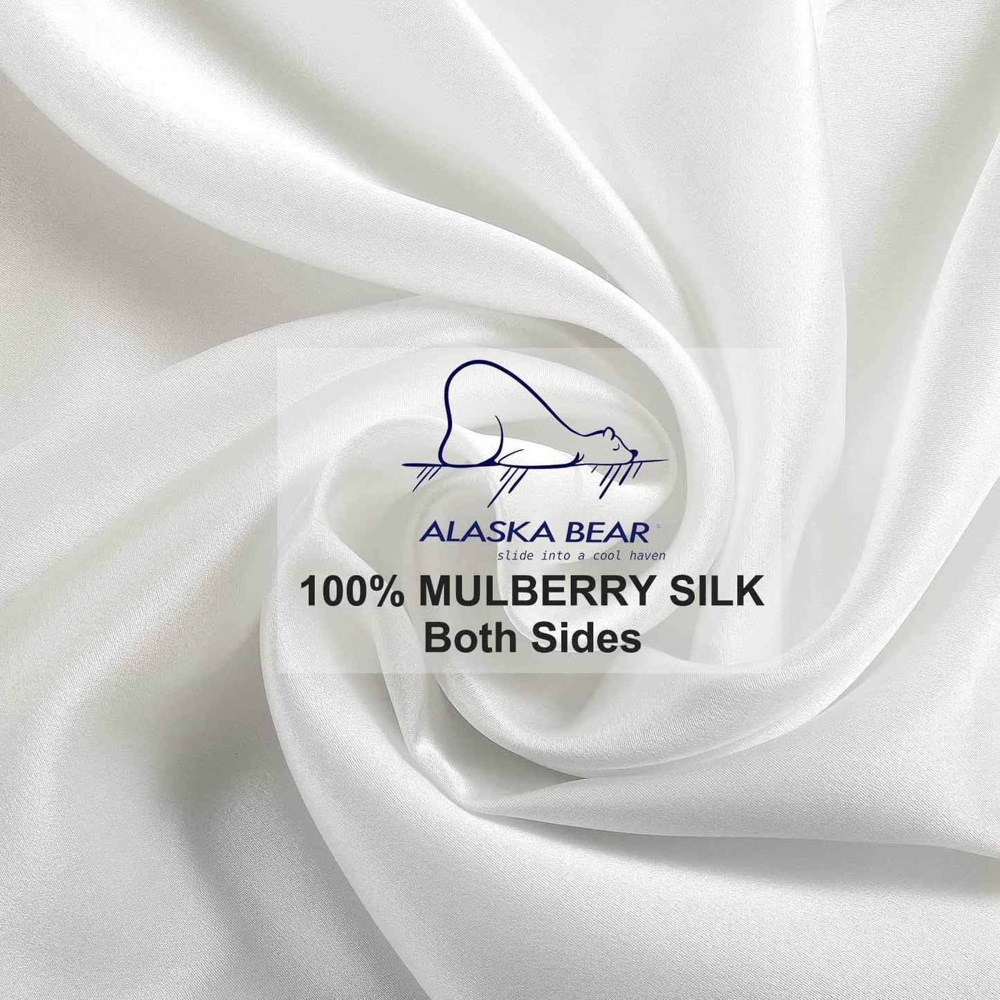 ALASKA BEAR Silk Pillowcase for Hair and Skin, Grade 6A 100% Mulberry Silk Pillow Cases King Size for Bliss Sleep with Random Color Scrunchy Set Better Than Poly Satin, 1pc, Natural Ivory White