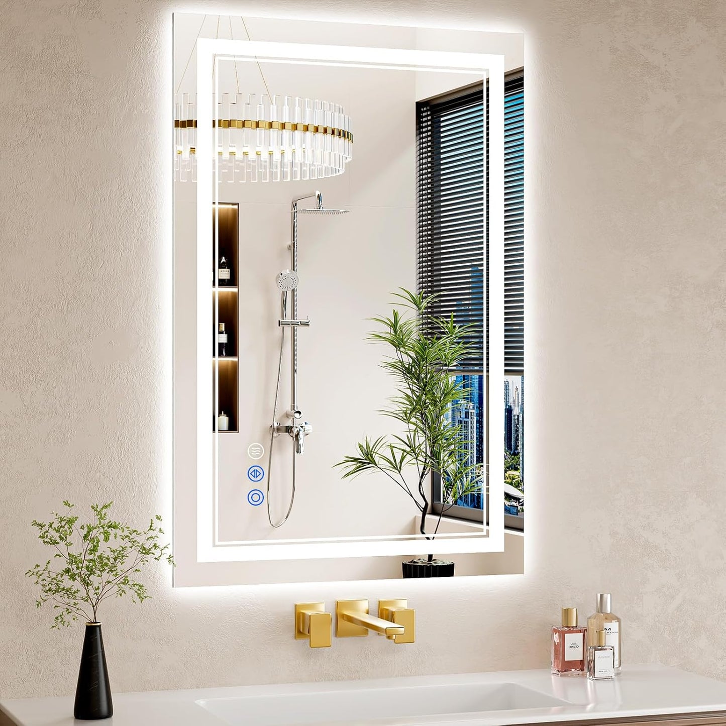 24X36 LED Bathroom Mirror with Lights, Anti-Fog, Backlit + Front Lit, Dimmable, Led Vanity Mirror for Wall, Lighted Bathroom Mirror, 3 Colors, Shatter-Proof Tempered Glass