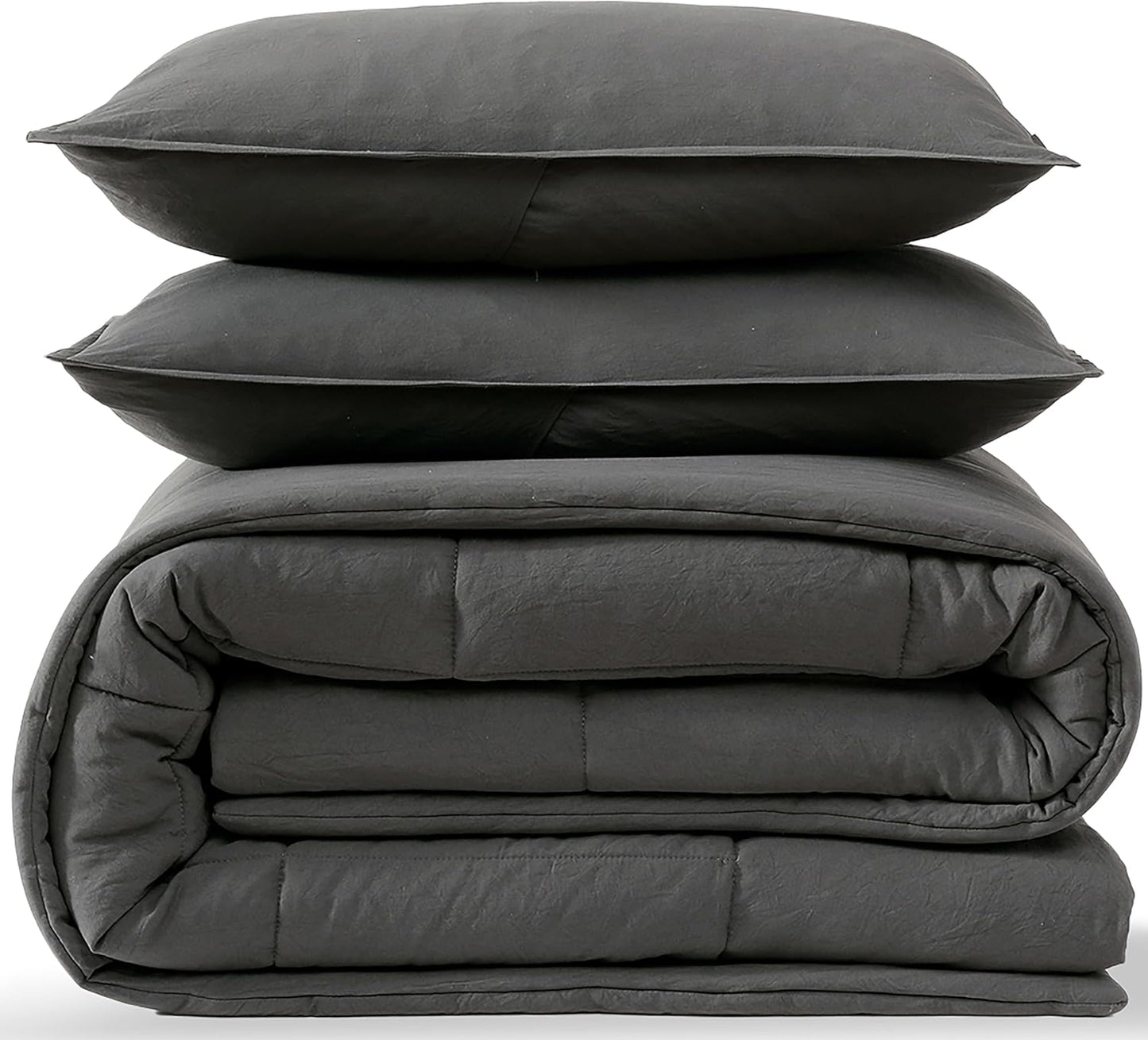 UGG King Size Comforter Set with 2 Pillow Shams Lightweight Down Alternative Comforter King Size Blanket Reversible Cozy Warm All Season Washable Hypoallergenic Bedding Set, Charcoal Grey (Leonora)