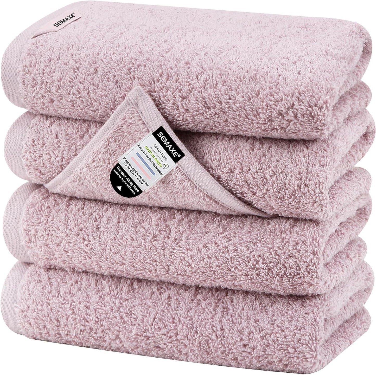 SEMAXE Purple Hand Towels for Bathroom, 100% Cotton Towels with Hanging Loops, Soft and Highly Absorbent, 4 Pack Hand Towel Set for Gym, Shower, Hotel, Spa and Kitchen