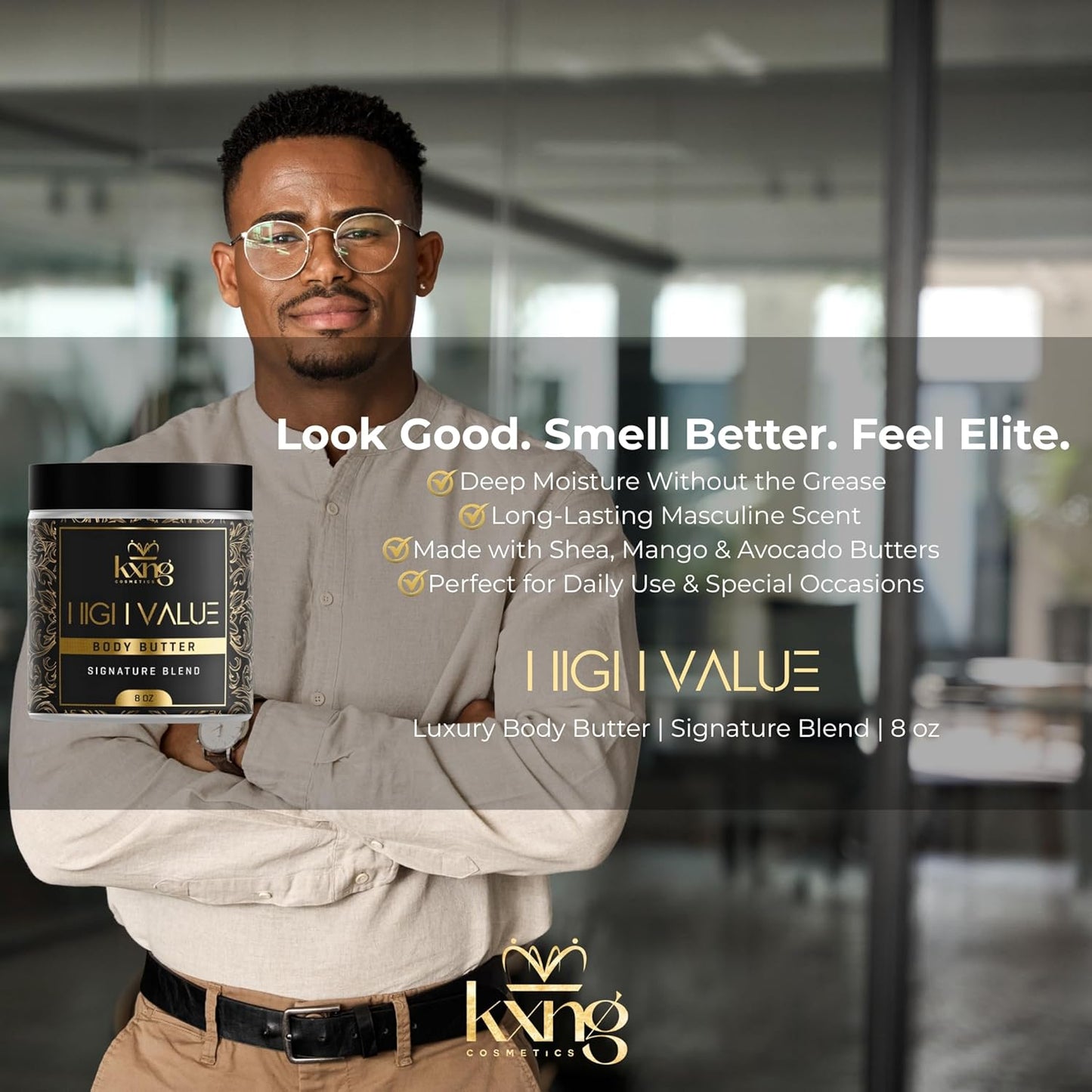 KXNG Luxurious Whipped Body Butter, Deeply Hydrating Shea Butter Body Cream, Moisturizer for Men & Women, Cruelty-Free Skincare