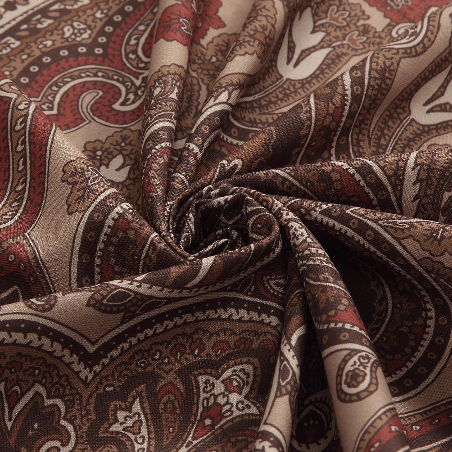 90 Inch Fabric Shower Curtain, Extra Long Reddish Brown Damask Paisley Print Shower Curtains for Bathroom, 72" W x 90" H