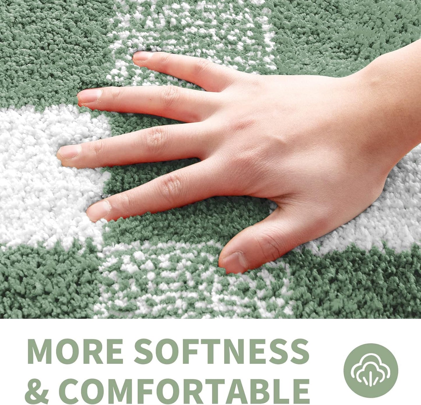 CozeCube Bath mats for Bathroom Non Slip, Fluffy Absorbent Microfiber Bath mat Washable, Aesthetic Bathroom Rugs, Cute Sage Green Checkered Bath mat, Sage Green, 32" x 20"