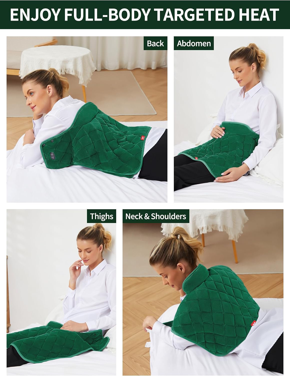 Vofuoti Heating Pad for Neck and Shoulders, Portable Cordless Heating Pad with Massager and Battery, Weighted Electric Heated Neck Shoulder Wrap, 16'' x 22'', 2.2lbs