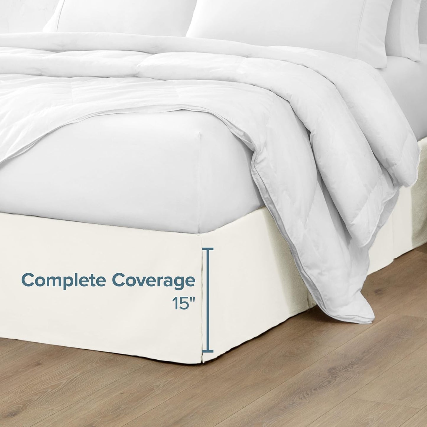 Bare Home Kids Twin Bed Skirt - 15-Inch Tailored Drop Easy Fit - Bed Skirt for Beds - Center & Corner Pleats (Twin, Cream)