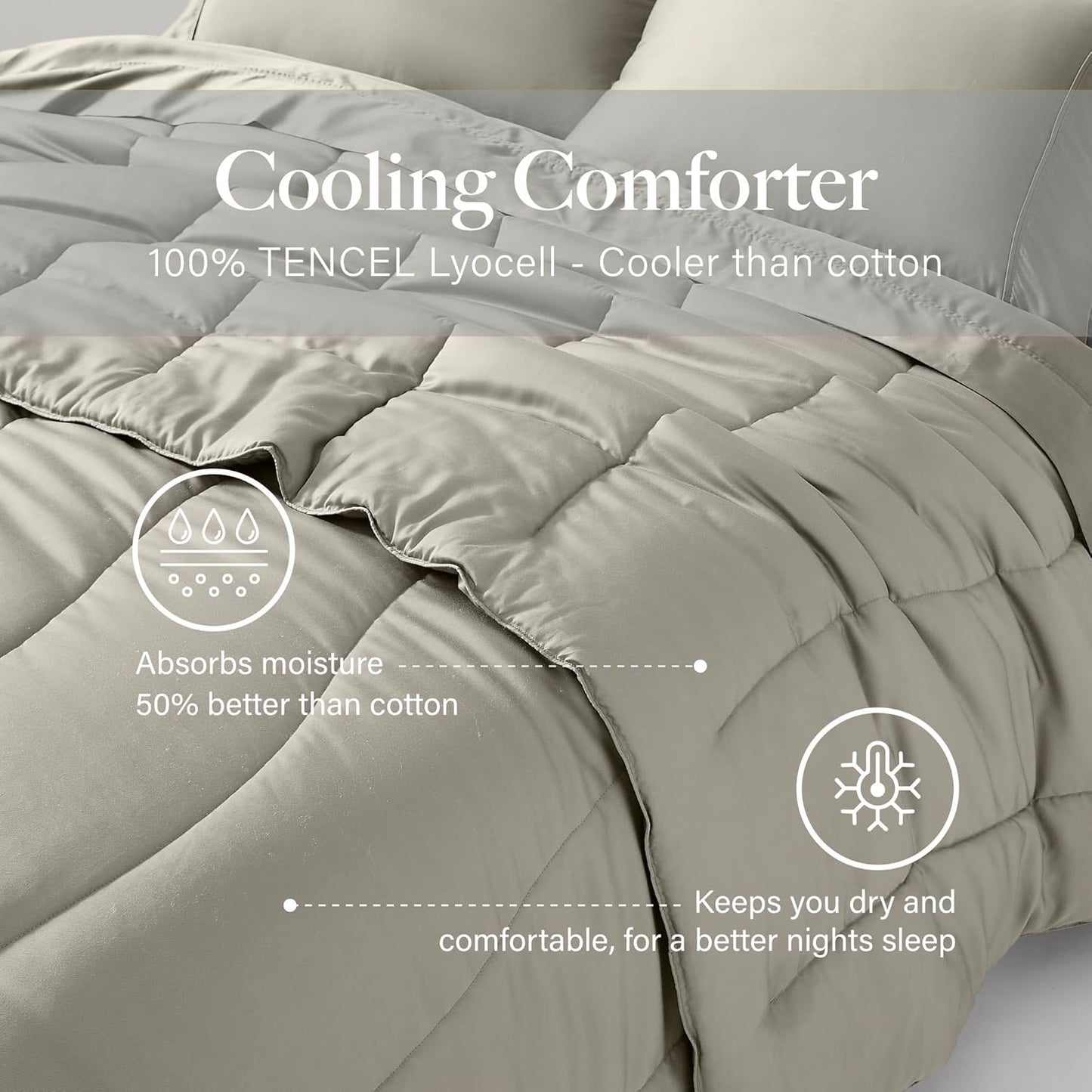 Modern Threads Tencel Lyocell Luxury Ultra Soft Down Alternative Comforter, Taupe, King