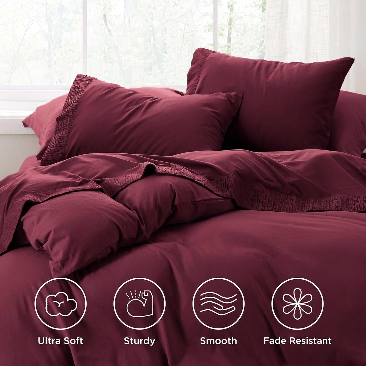 Bedsure Queen Sheet Set - 4 Pieces Soft Queen Size Sheets - Breathable & Cooling - Hotel Luxury - Easy Care Polyester Microfiber Bedding for Women, Men, Red