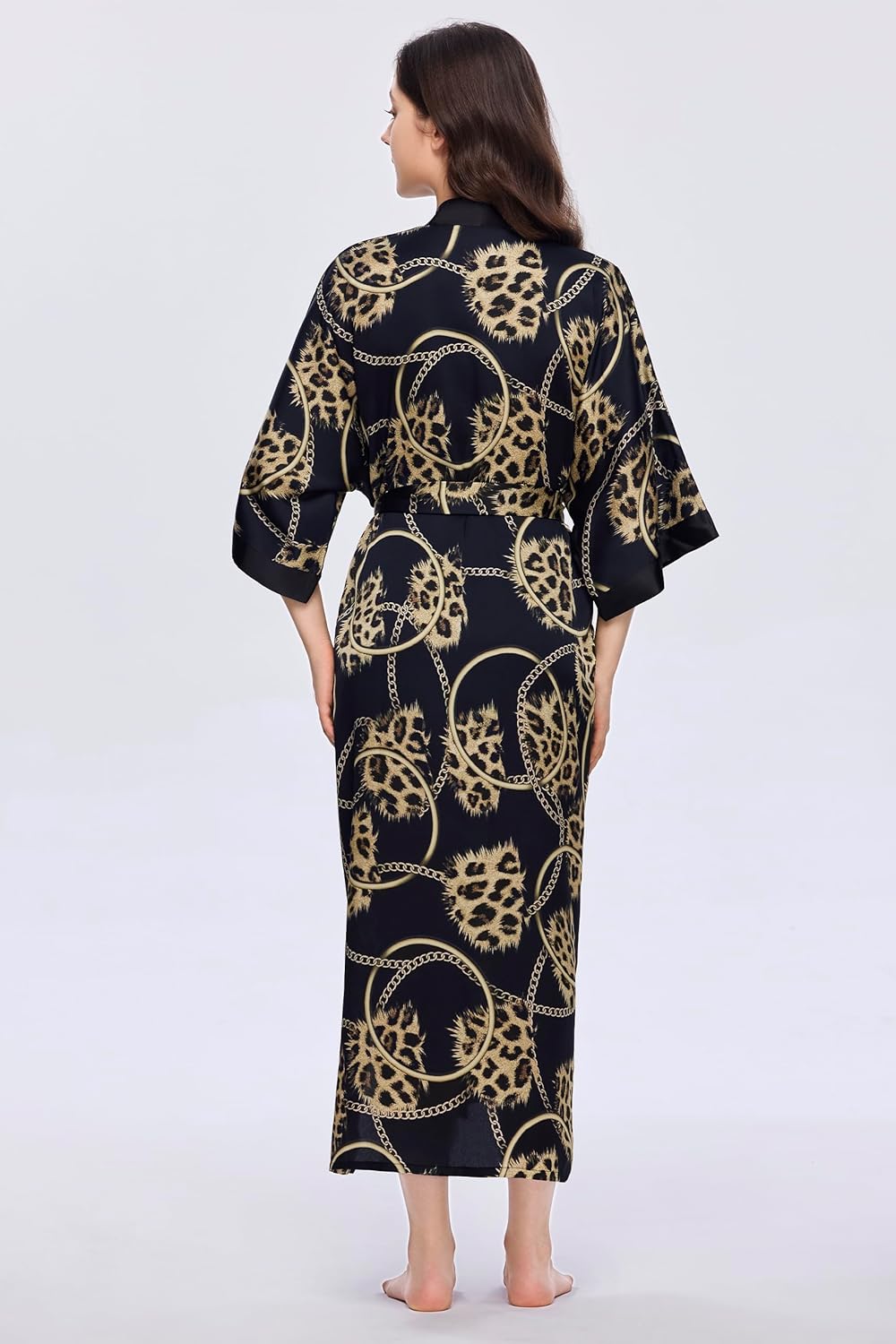 PRODESIGN Kimono Robe for Women - Long Satin Sleepwear Silky Kimono Cover-Up Nightgown Japanese Bathrobe Loungewear Blouse