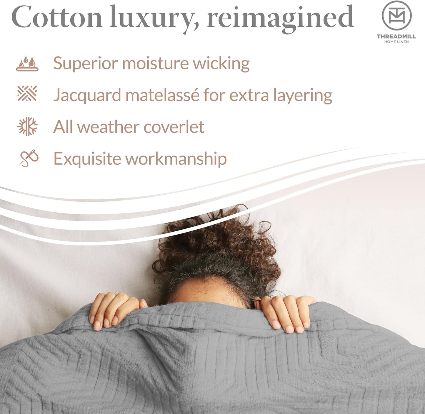 Threadmill Luxury Cotton Blankets for Twin Size Bed | All-Season 100% Cotton Twin Blanket for Bed | Aster Jacquard Lightweight, Soft & Cozy Coverlet, 350GSM, 68 x 90 inches | Scottish Grey