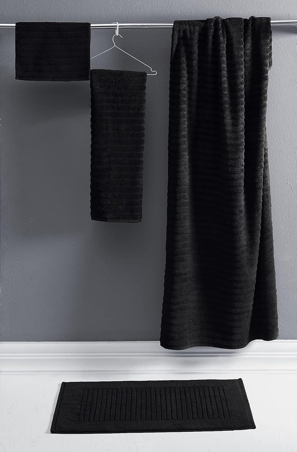 Classic Turkish Towels CTT Luxury 6 Piece Towel Set, 100% Turkish Cotton, Quick Drying, Highly Absorbent & Comfy, Includes 2 Bath Towels, 2 Hand Towels & 2 Washcloths | (Black)