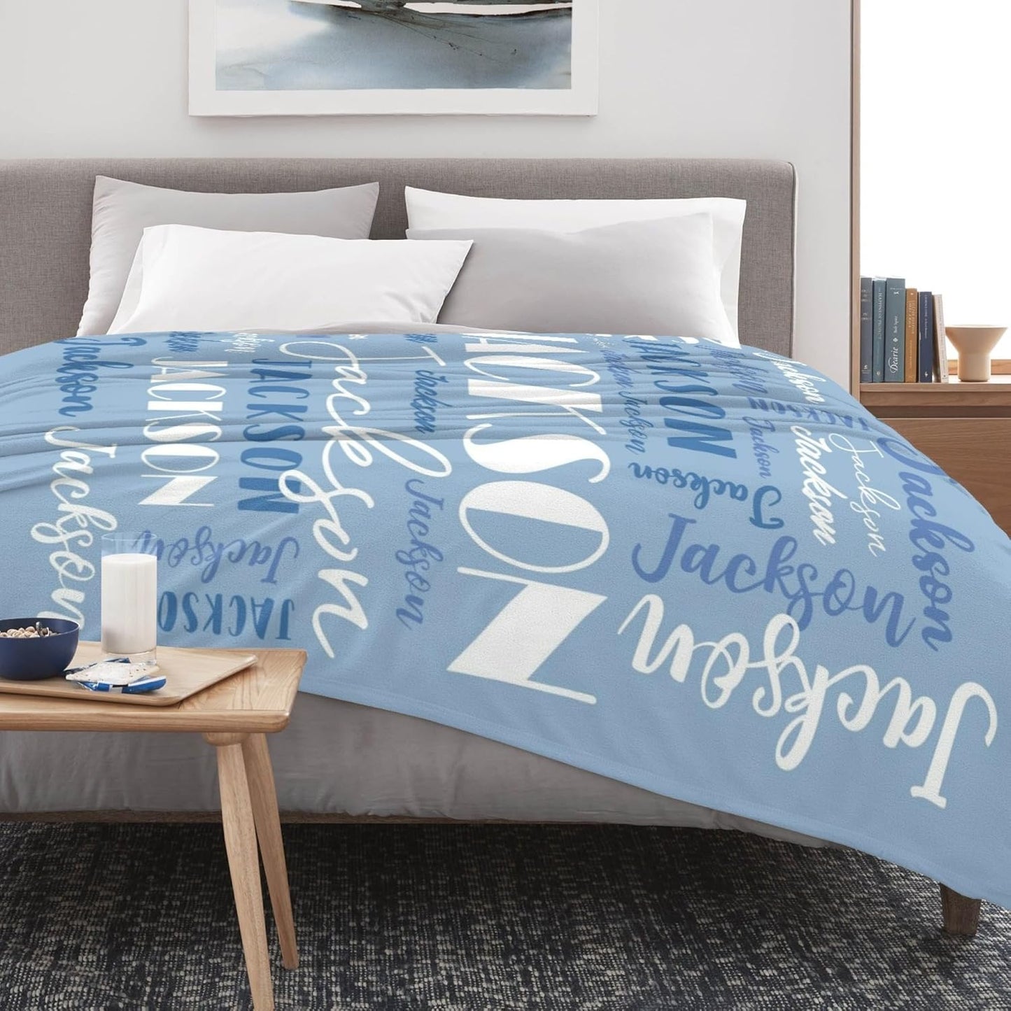 Name Blanket Personalized Blanket for Adult Kids Flannel Customize Throw Blanket Custom (Color 02, 30 x 40 Inches)