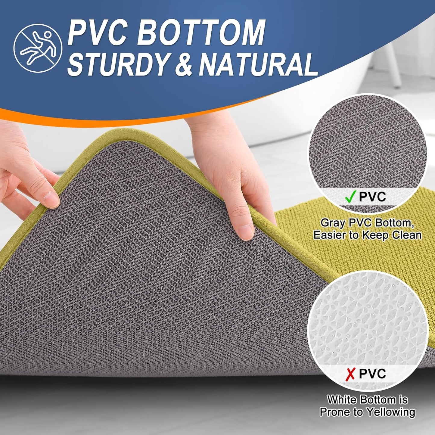 OLANLY Thick Memory Foam Bath Mat Rug 24x16, Extra Soft Absorbent Bathroom Rug, Quick Dry Bath Mat, Non-Slip, Machine Washable Carpet for Bathroom, Tub and Shower, Home Decor Accessories, Deep Mustard
