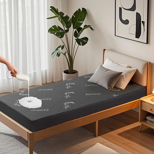 BEDLORE Twin XL Size Waterproof Mattress Protector Viscose Derived from Bamboo, Soft Mattress Cover Fitted with Deep Pocket 6"-15", Breathable & Cooling Noiseless Mattress Pad, Machine Washable(Gray)