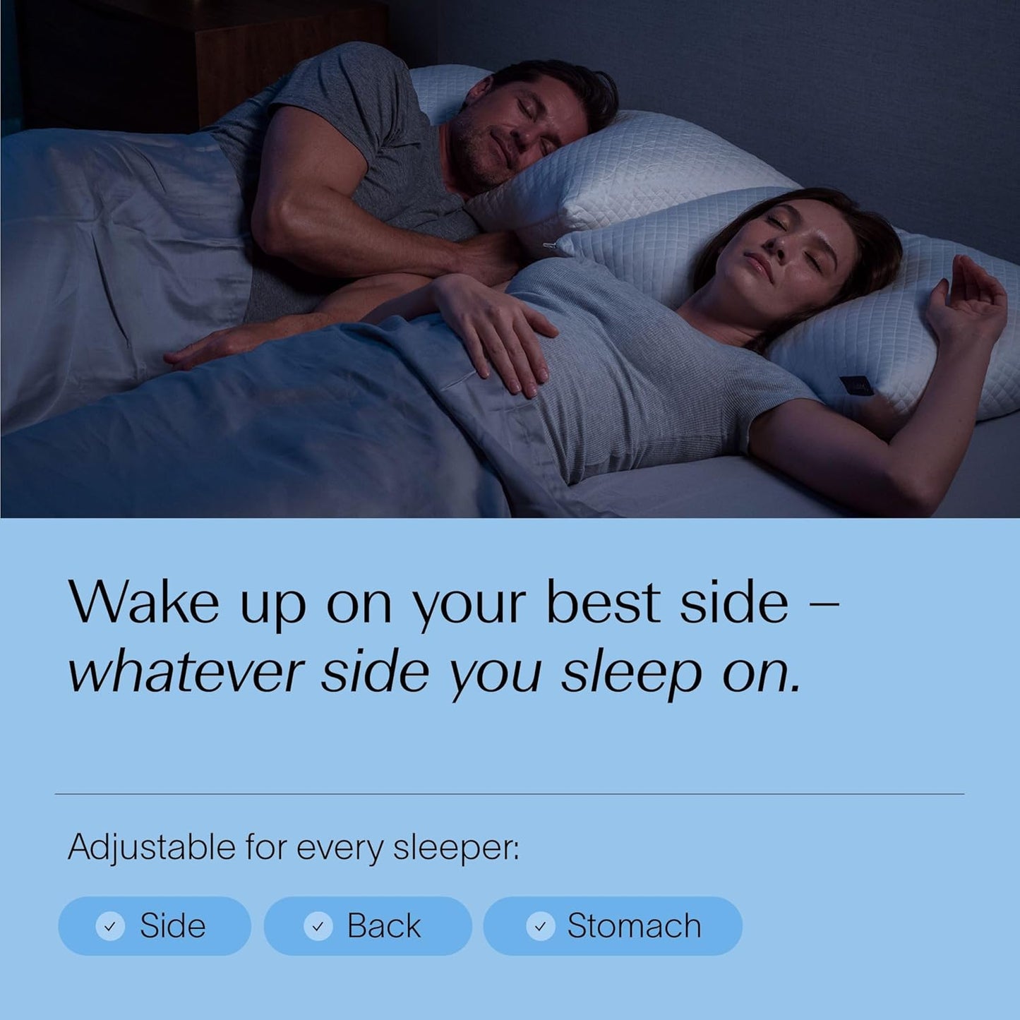 DreamyBlue Signature Pillow w/Adjustable Loft • Shredded Memory Foam Fill • Neutral Alignment for Side, Back, and Stomach Sleepers • Washable Bamboo Rayon Cover • CertiPUR-US Certified Foam (King)