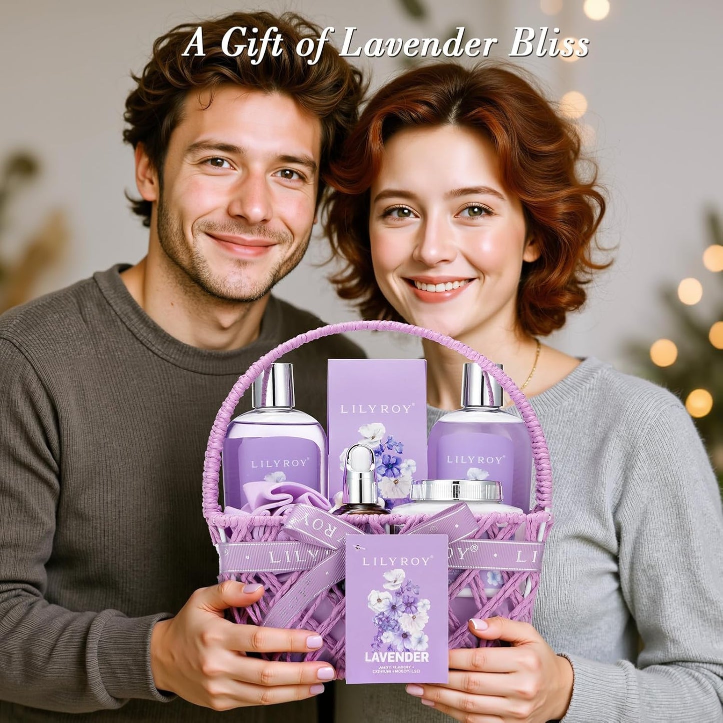 Christmas Gifts for Women - 8 Pcs Lavender Bath and Body Gift Set for Women, Spa Gift Basket | Mothers Day Gifts for Mom, Birthday Gifts, Self Care & Pampering Gifts, All Occasion Holiday Present