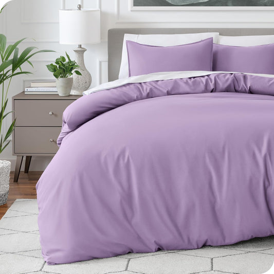 Bare Home Bedding Duvet Cover Queen Size - Premium 1800 Super Soft Duvet Covers Collection - Lightweight & Cooling - Soft Breathable Bedding (Queen, Lavender)