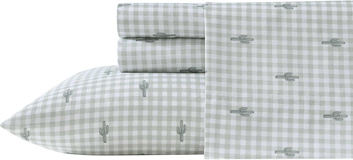 Wrangler - King Bed Sheets, Ultra-Soft & Lightweight Bedding with Matching Pillowcases, Lightweight Bed Set for All Season Comfort, Oeko-Tex Certified (Cactus Gingham Green)