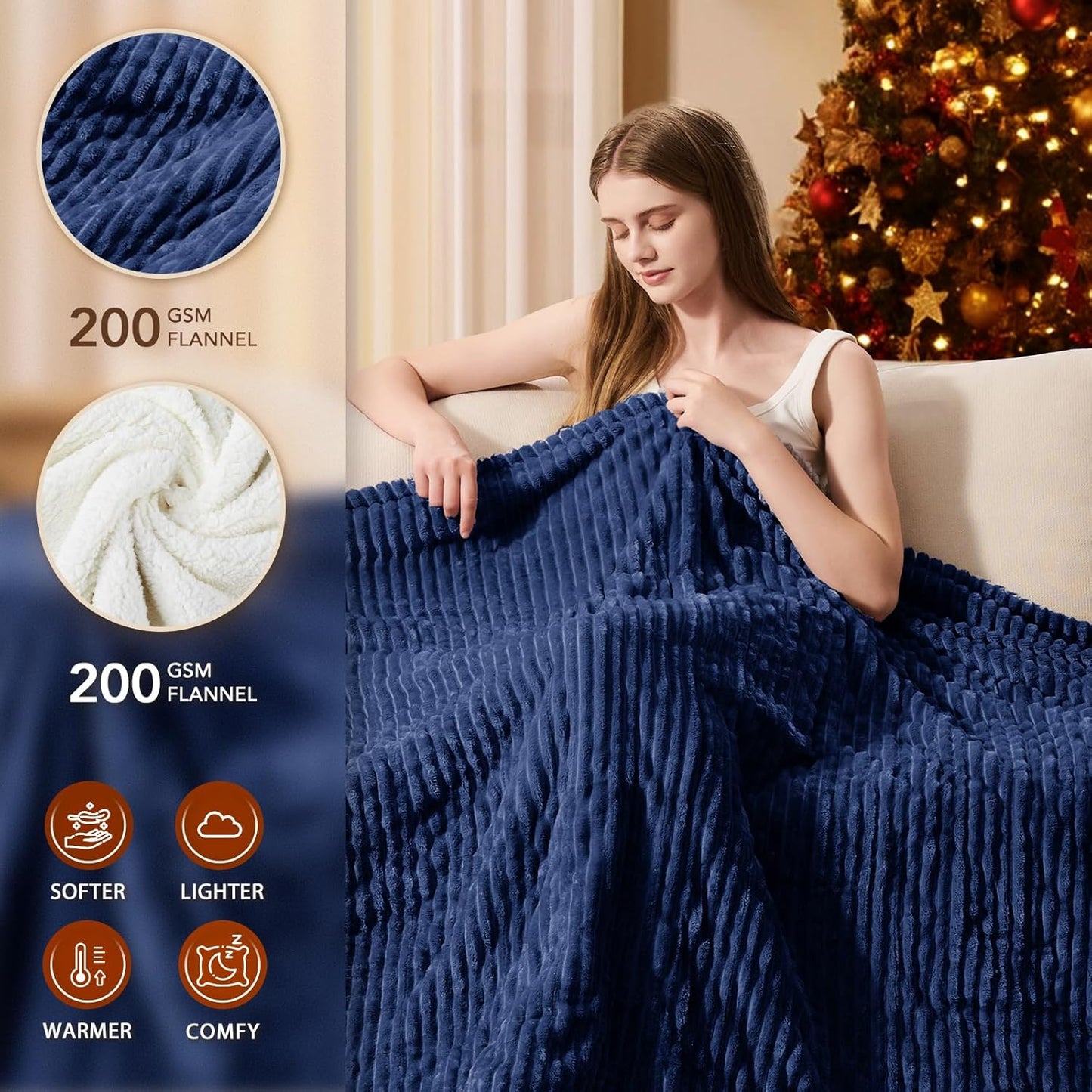 Homemate Electric Heated Blanket Full Size - 72"x84" Heating Blanket Full Size 1/2/4/6/8 Hours Auto-Off 10 Heat Level Over-Heat Protection Soft Flannel Sherpa ETL Certification