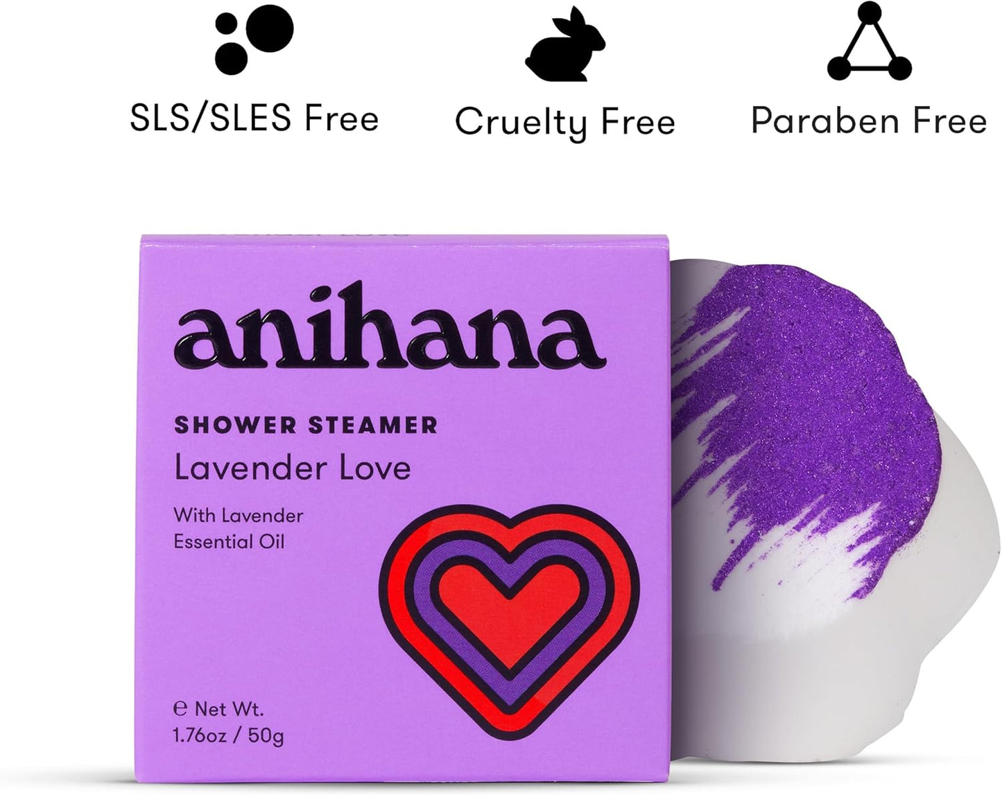 ANIHANA Shower Steamers 4 Pack with Lavender Essential Oils, Paraben Free, Cruelty Free, Refreshing Lavender Love Scent, 1.76 oz Each