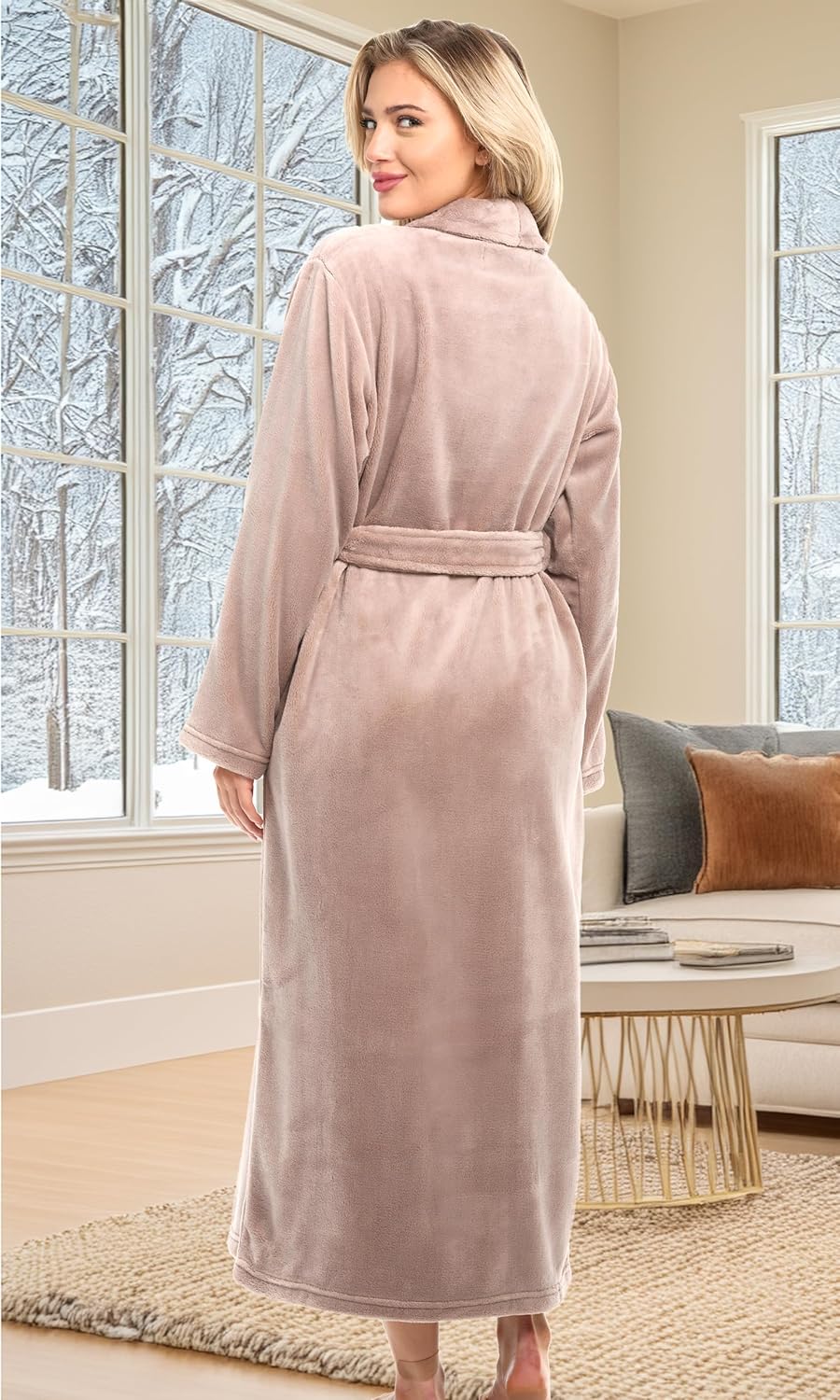 Alexander Del Rossa Plush Robe for Women, Long Fleece Winter Bath Robe, Plus Size