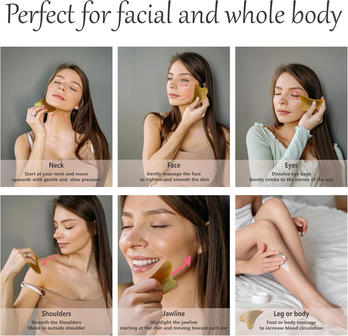 Gua Sha, Gua Sha Facial Tools, Guasha Tool for Face, Face Massager Tool, Hornheart Gua Sha for Puffiness, Facial Gua Sha Massage for Rejuvenated Skin, Anti-Aging, Effective Wrinkle Reduction
