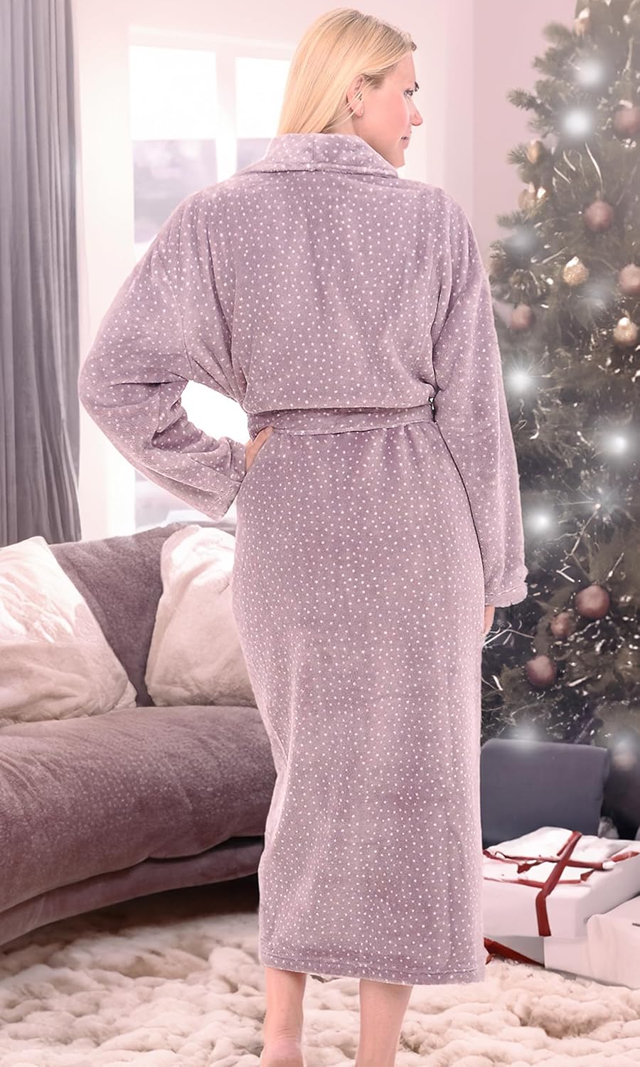 Alexander Del Rossa Plush Robe for Women, Long Fleece Winter Bath Robe, Plus Size