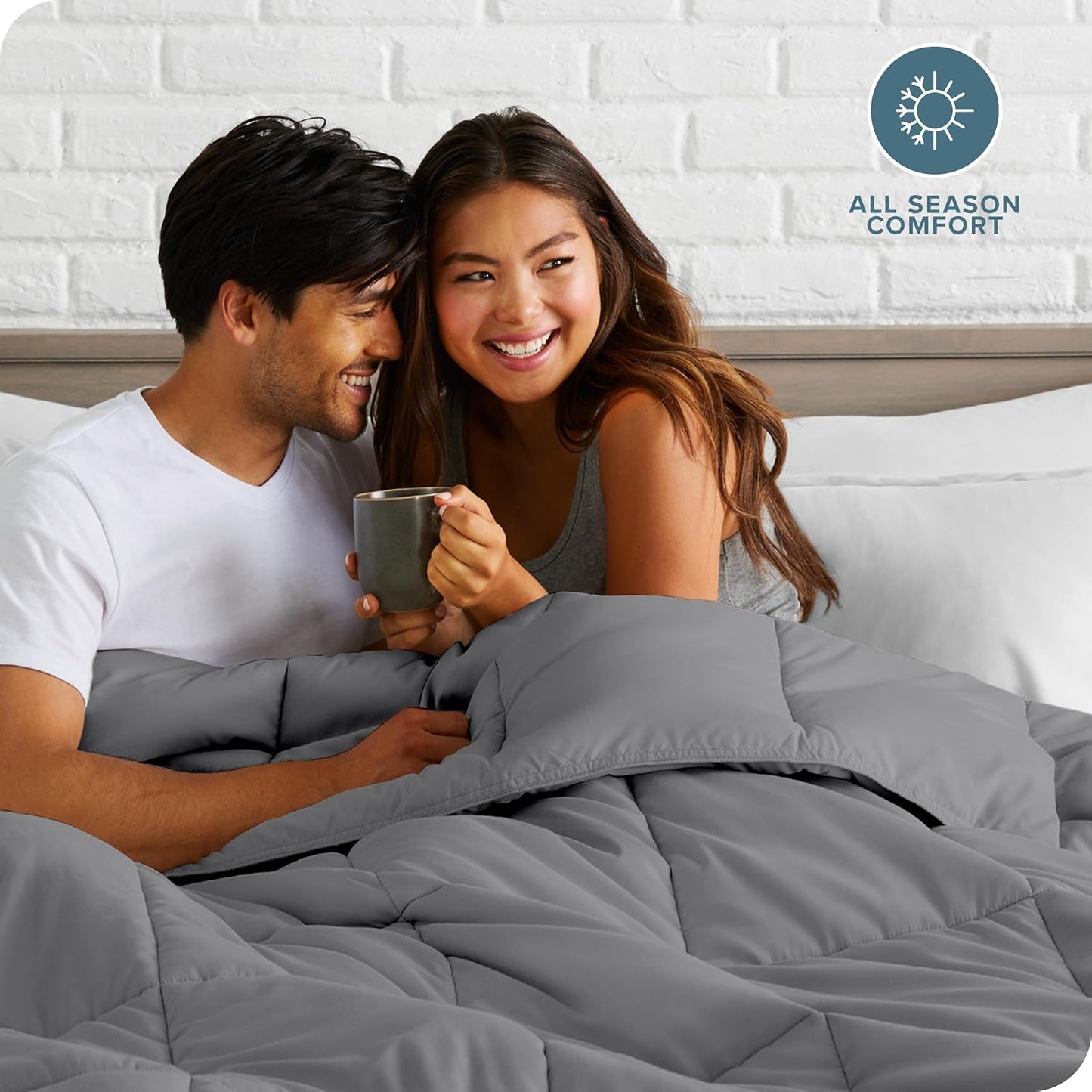 Bare Home Duvet Insert Comforter - Queen Size - Goose Down Alternative - Ultra-Soft - Premium 1800 Series - All Season Warmth - Bedding Comforter (Queen, Grey)