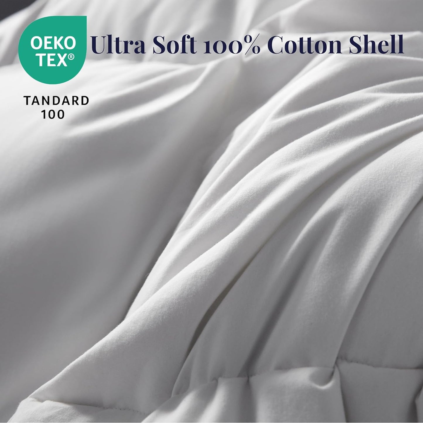 Ubauba Goose Feather Down Fiber Comforter Oversized King Size - Ultra Soft 100% Cotton White Duvet Insert - Hotel Luxury Fluffy Bedding Comforter All Season Medium Warmth 116 x 98 Inch