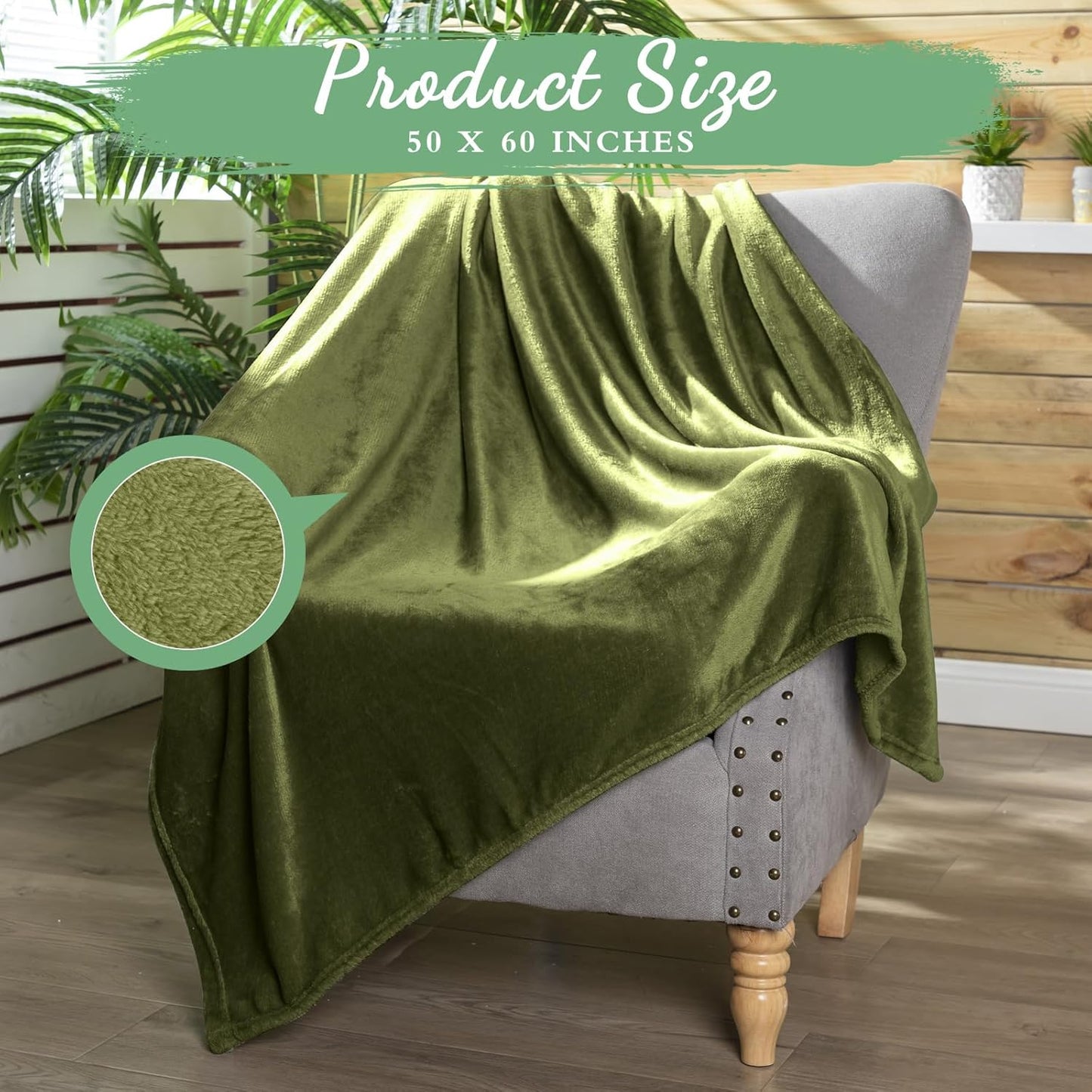 Tinideya 6 Pcs Flannel Fleece Throw Blanket Bulk 50 x 60 Inch Soft Fleece Blanket Warm Throw Blanket Coral Blankets for Couch Sofa Home Wedding Gifts Season (Army Green)