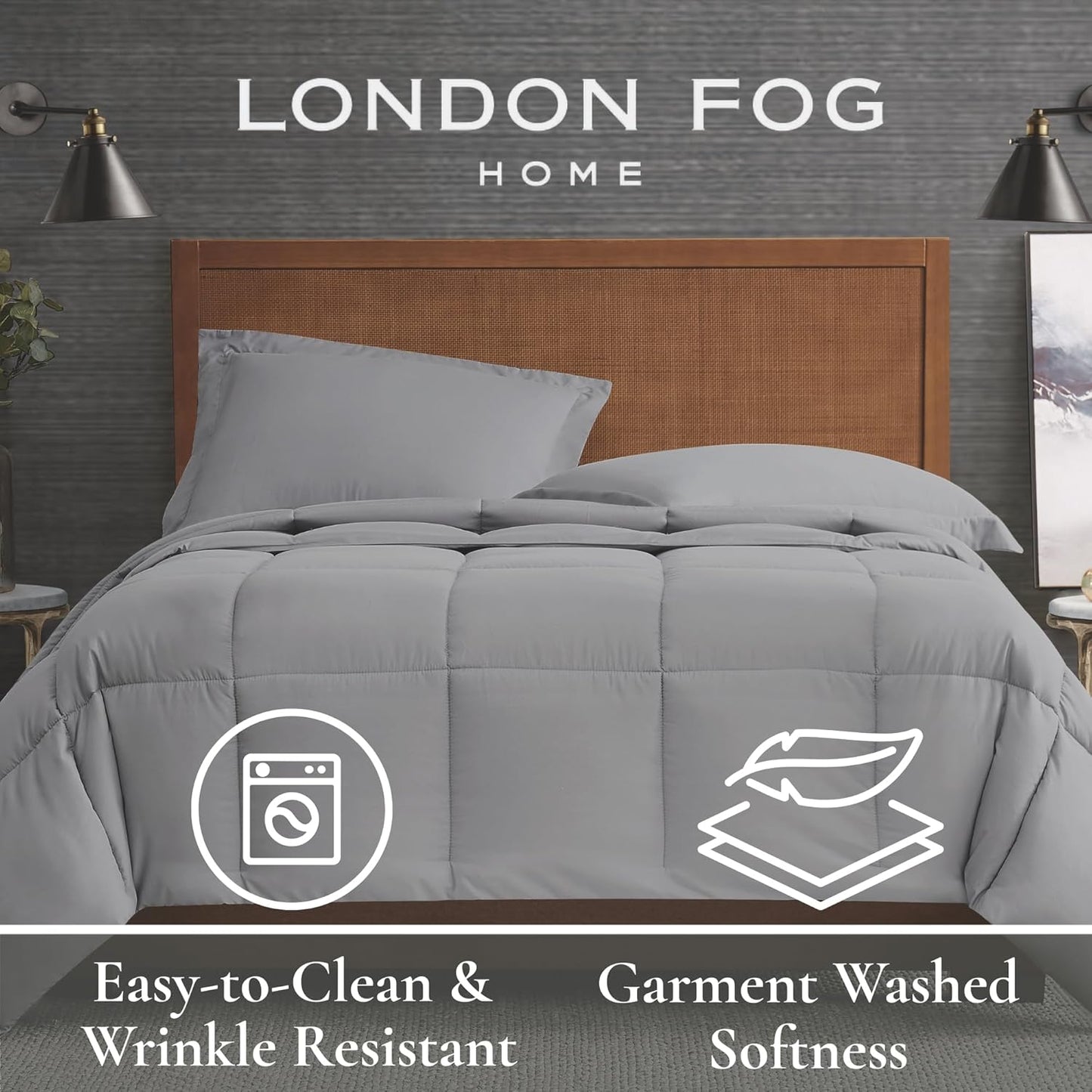 London Fog Garment Washed Solid Comforter Set White Microfiber 2-Piece Twin XL Comforter Set, Solid Themed, Adult and Teen, Oeko-TEX Certified