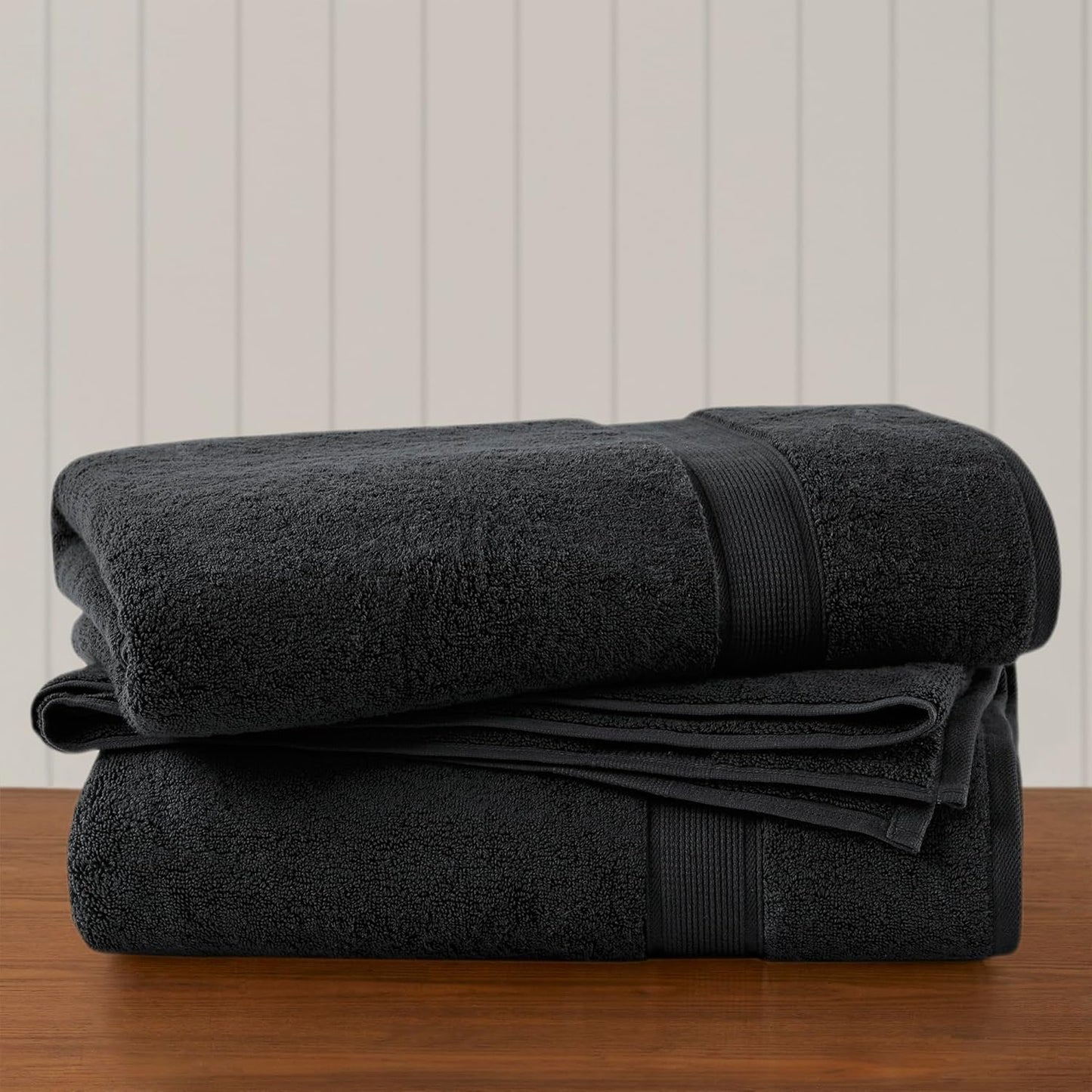Madison Park 800GSM Bath Sheet Towel Oversized 34" x 68" 2 Pack 100% Cotton Bath Towel Set Highly Absorbent Hotel Spa Quality for Bathroom, Black
