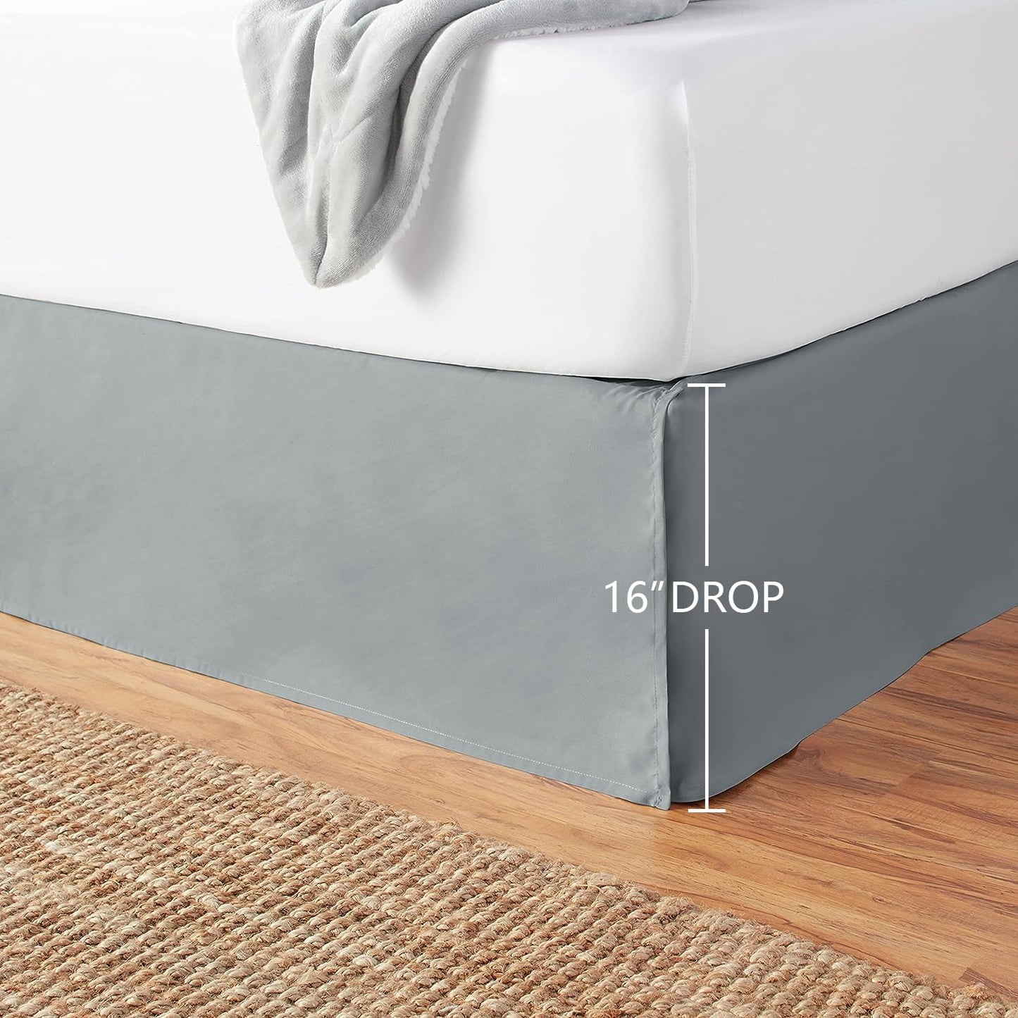 Amazon Basics Lightweight Pleated Bed Skirt, Full, Dark Grey, Solid