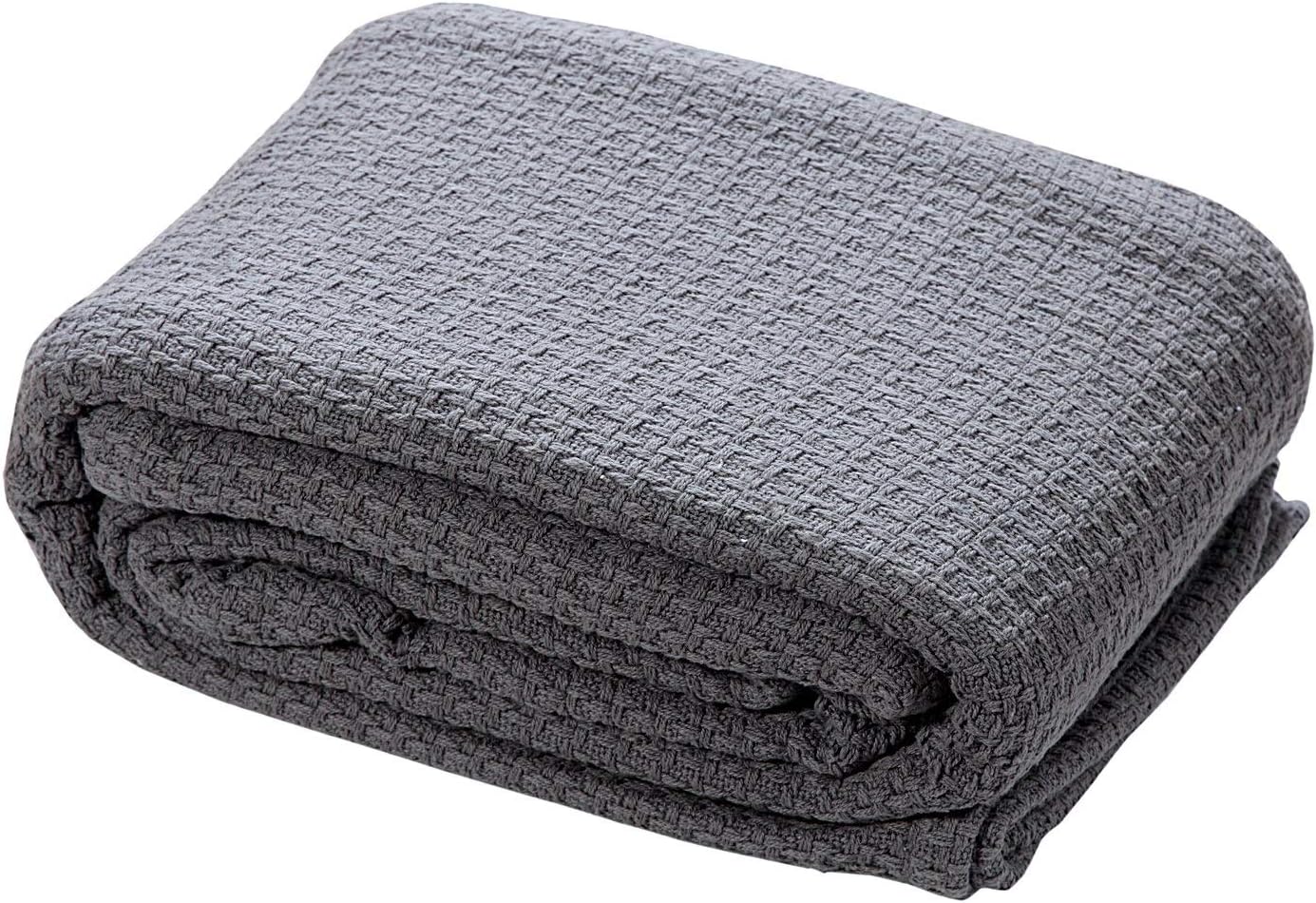 HILLFAIR 100% Soft Premium Combed Cotton Thermal Blanket– King Blankets – Soft Cozy Warm Cotton Blanket– Bed Throw Blanket– King Bed Blankets– All Season Cotton Blankets– Grey King Cotton Blankets