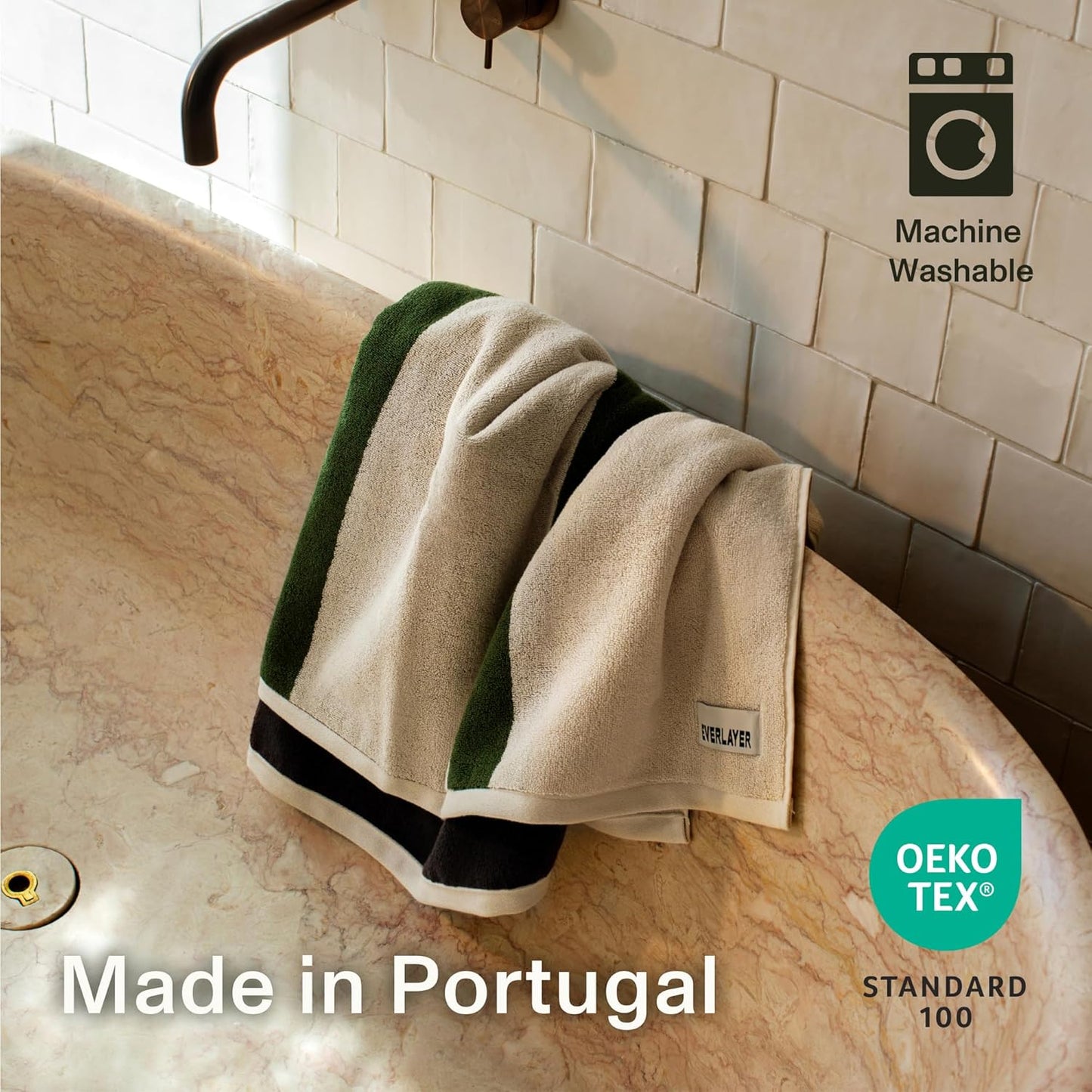 Towels - Ultra Soft, Thick and Plush, Reversible - 1 PC Luxury Bath Towels (27.5"x 54"), 550 GSM,100% Combed Cotton, Made in Portugal, Perfect for Home and Bathroom, Wildwood Cognac-Janus