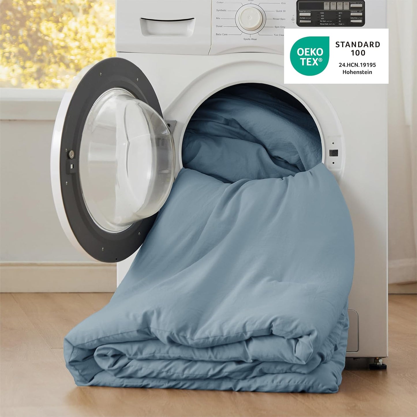Bedsure Oversized King Size Comforter Set, Grayish Blue Soft Prewashed Bedding for All Seasons, 3 Pieces GentleSoft™ Bed Set, 1 Lightweight Comforter (120"x98") and 2 Pillowcases (20"x36")