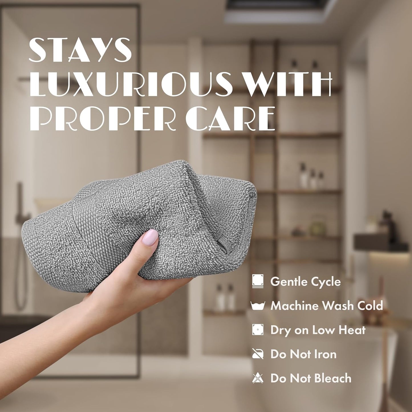 White Classic Light Gray Washcloths Set for Body and Face Towel, Cotton Wash Cloths Bulk 12 Pack, Spa Fingertip Wash Clothes 12x12 Inch, Soft Absorbent Gym Towels