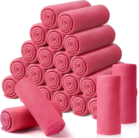 24 Packs Fleece Throw Blanket Soft Warm Lightweight Fleece Blanket Cozy Throw Bulk for Bed Couch Sofa Home Office Wedding Gifts Suitable for Seasons, 50 x 60 Inches(Peach Pink)