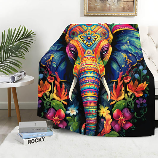 Elephant Throw Blanket, Elephant Gifts for Women Men Adults, Lightweight Soft Fleece Decor, Printed, Washable, No-Pilling, 40x50 inches