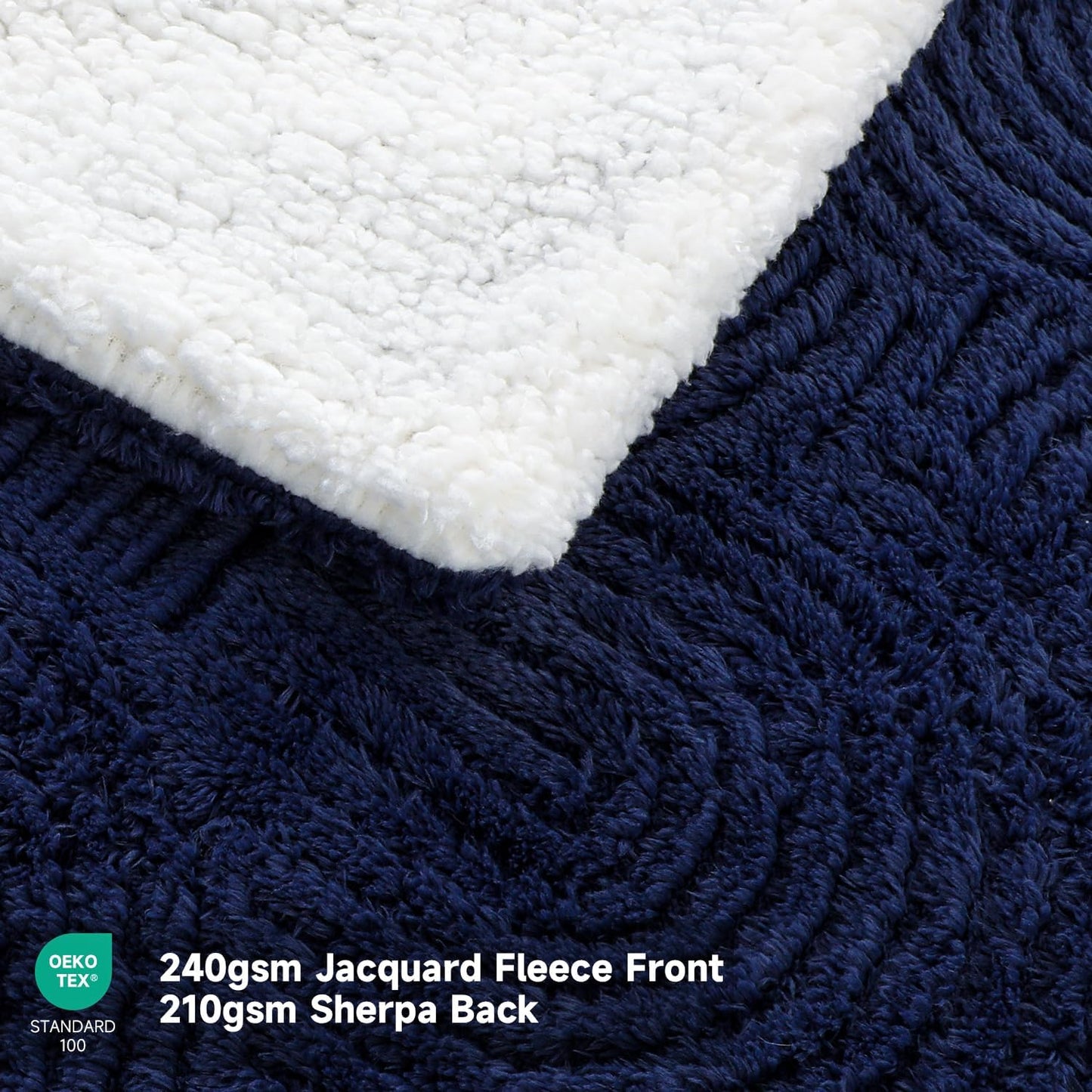 Heated Blanket Queen Size - 84"x90" Cozy Soft Jacquard Heating Blanket with 4 Heat Levels & 10 Hours Auto-Off, Jacquard Fleece, Overheating Protection, Warm Gifts, Navy