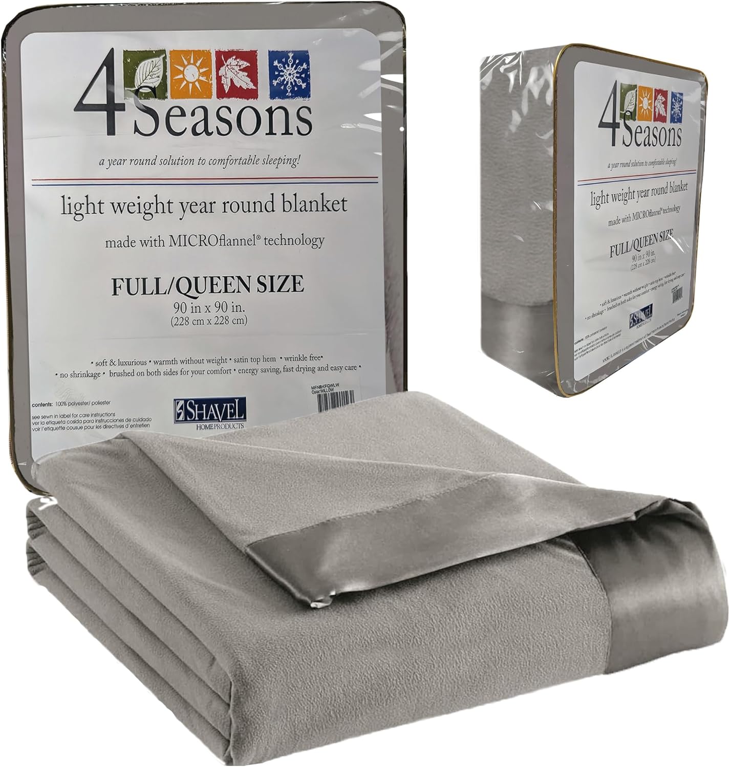 Thermee Micro Flannel Full/Queen Size Blankets, Lightweight All Seasons Cozy Blanket, Throw Blankets for Home and Living Room, Comfy & Soft Blanket for Couch, Machine Wash, No Pilling – Slate Grey