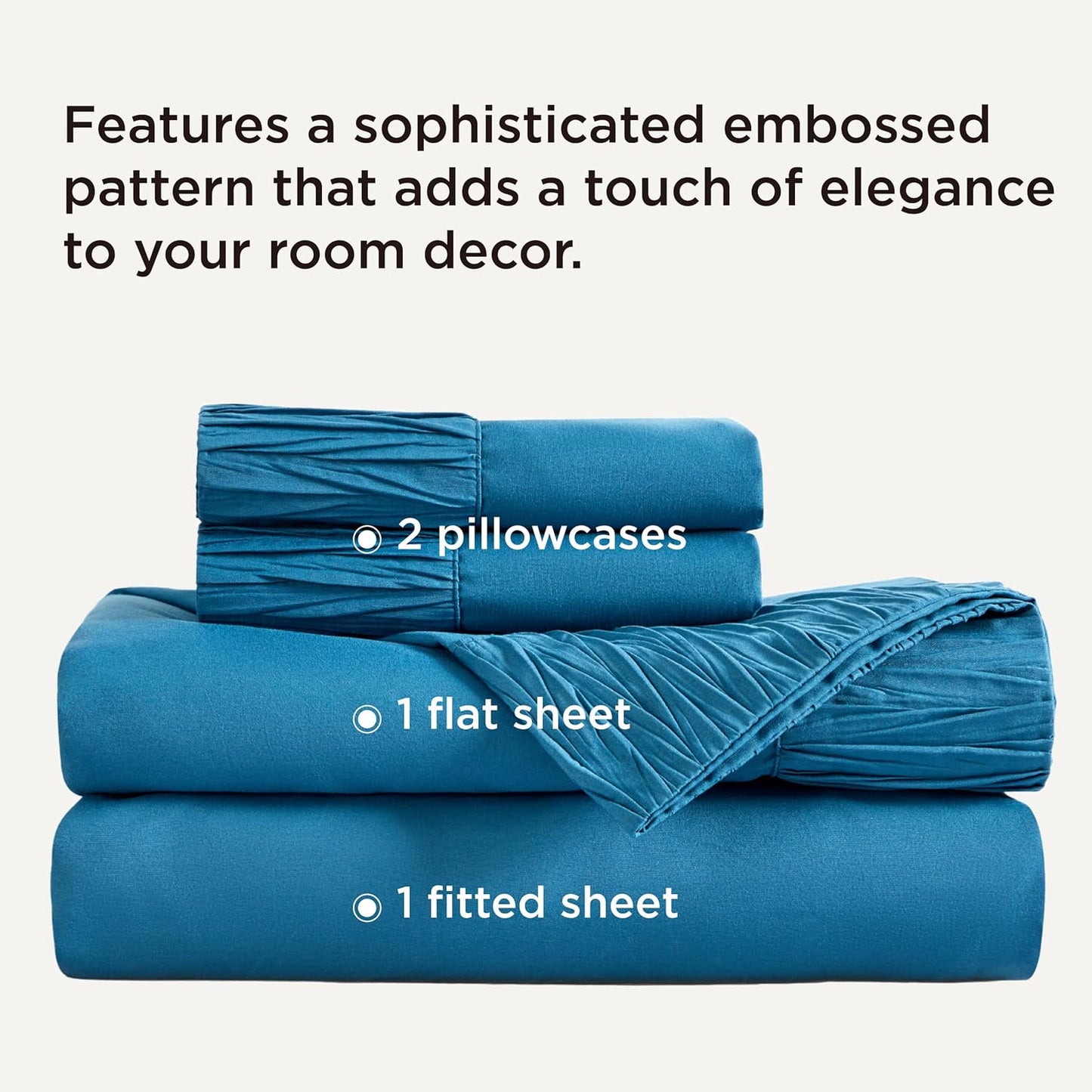 Bedsure Full Size Bed Sheets - 4 Pieces Soft Full Sheet Set - Breathable & Cooling - Hotel Luxury - Easy Care Polyester Microfiber Bedding for Women, Men, Teal Blue