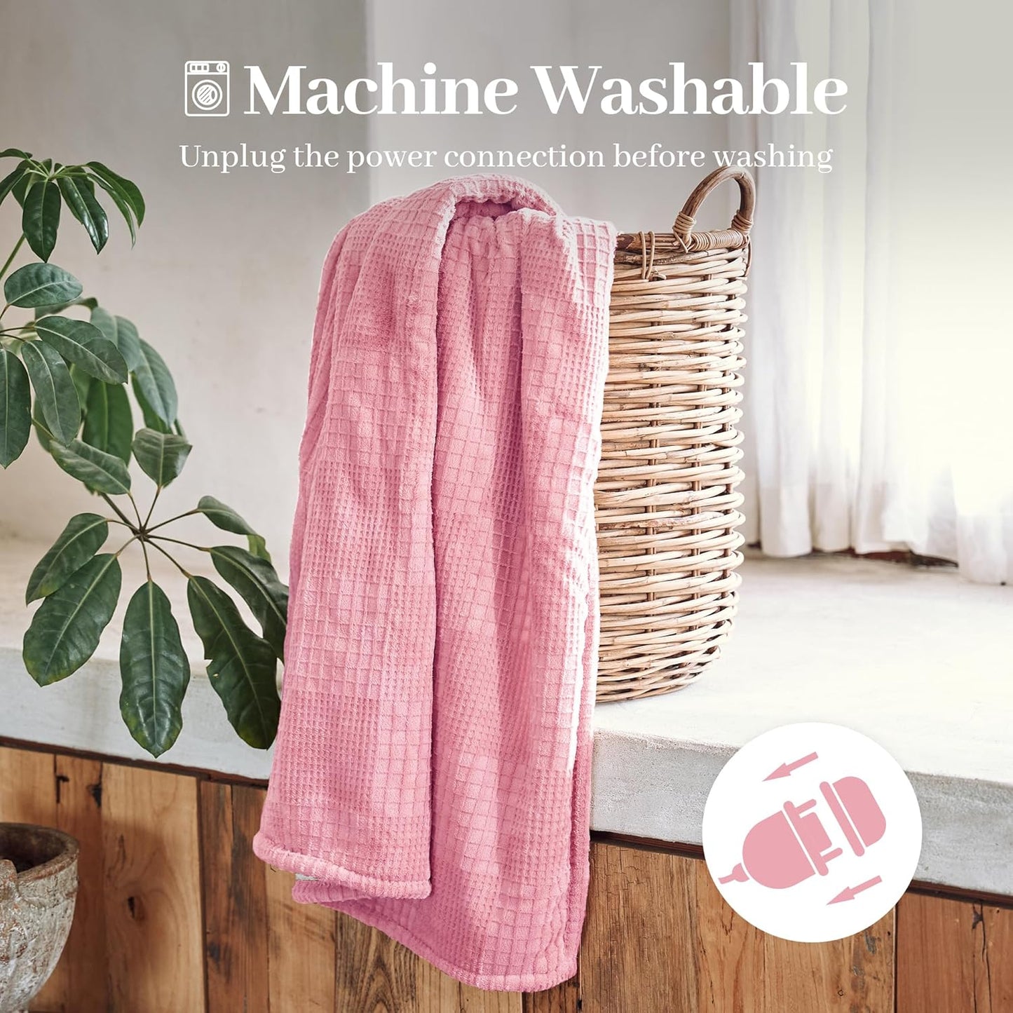 Electric Blanket Full Size 72''X84'' - Heated Blanket with Single Control Fast Heating 9 Heating Levels & 10 Hours Auto Off,ETL Certified Machine Washable (Light Pink)