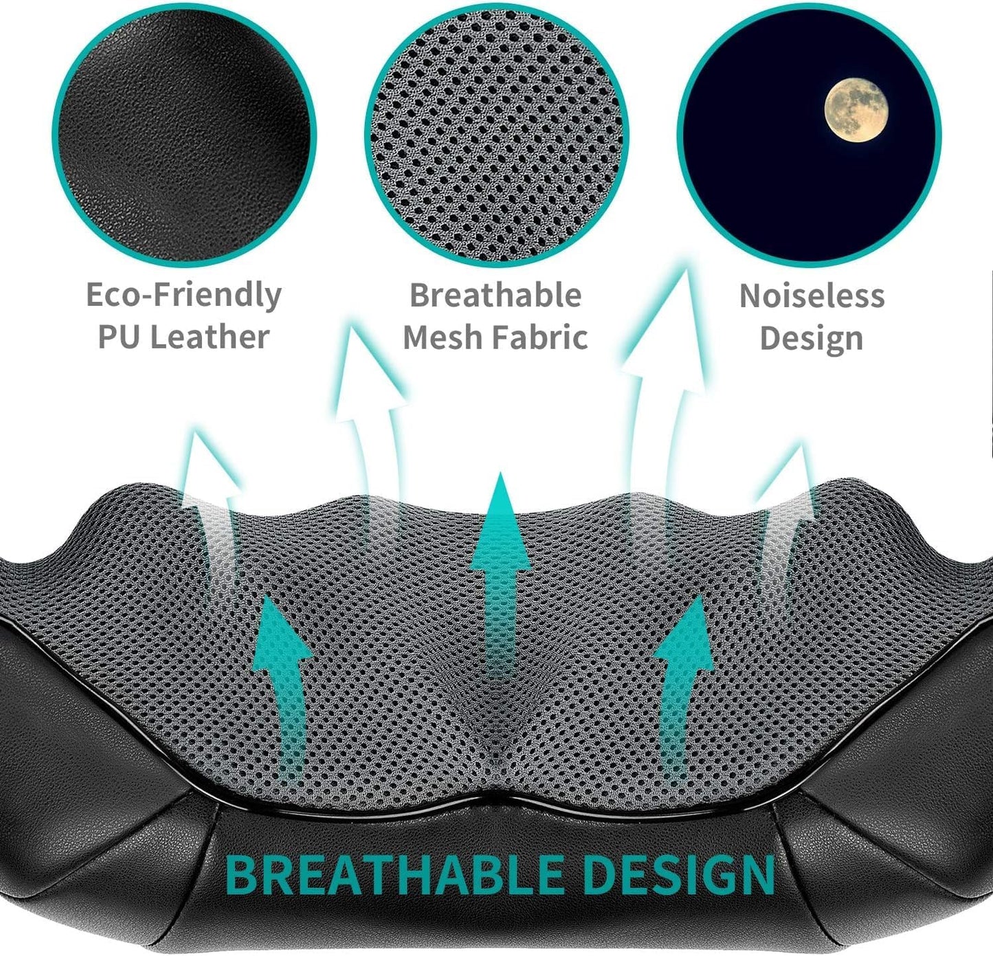 Nekteck Shiatsu Neck and Back Massager with Soothing Heat, Electric Deep Tissue 3D Kneading Massage Pillow for Shoulder Leg Full Body Muscle Pain Relief, Car Office and Home Use