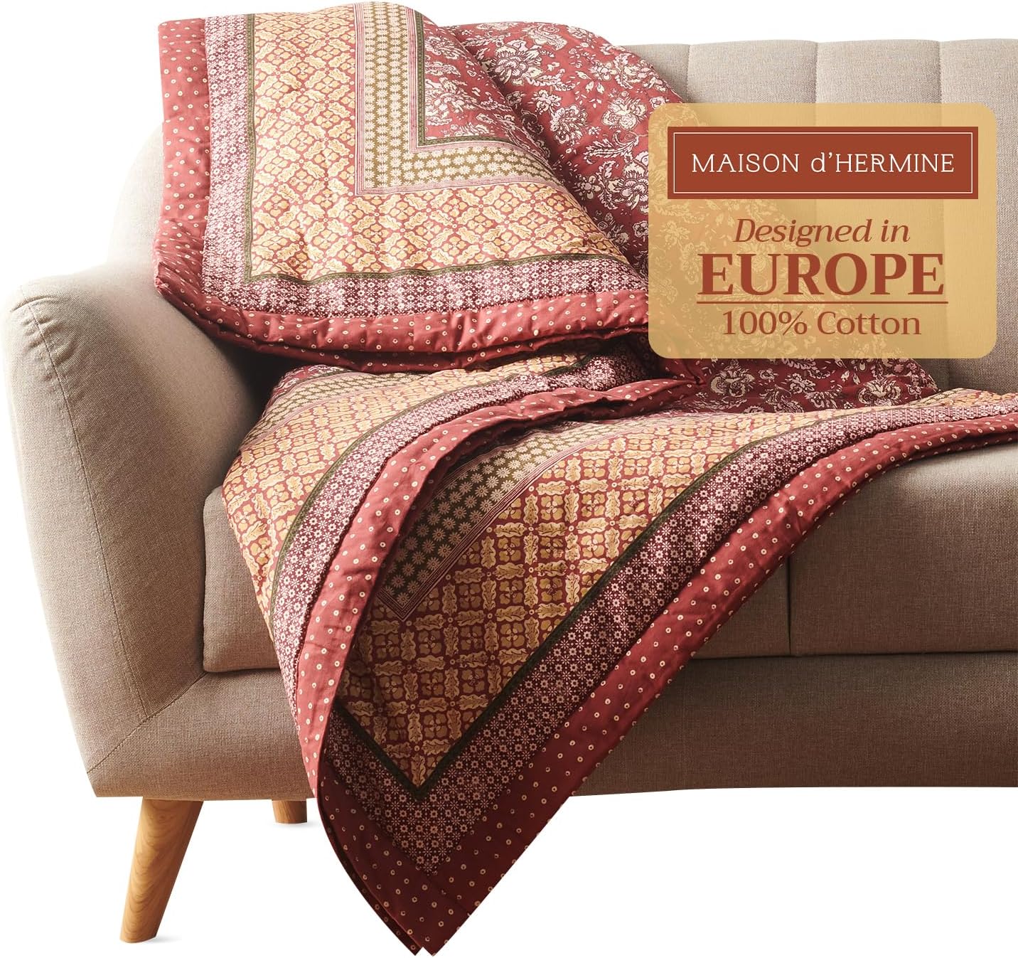 Maison d' Hermine Throw Blanket for Couch Lightweight Soft Warm Breathable Cotton Throw Blankets for Bed Girls Boys Women Men Gifts Sofa Travel Living Room Chair Bedding (60"x80", Surya)