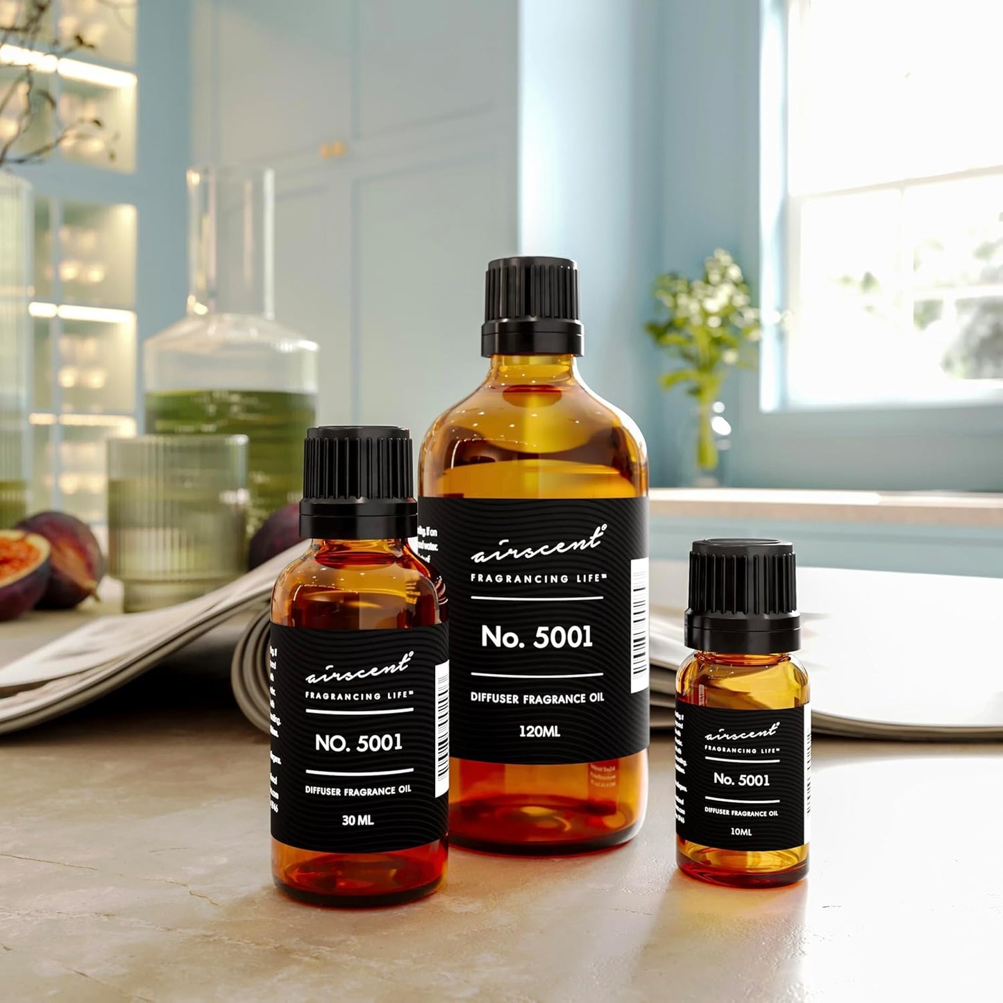 AirScent Baccarat Rouge Inspired Diffuser Oil - Perfume Dupe - Premium Fragrance Oil No. 5001 for Ultrasonic and Waterless Diffusers and Crafting - 120 mL, 4 fl oz Glass Dropper Bottle