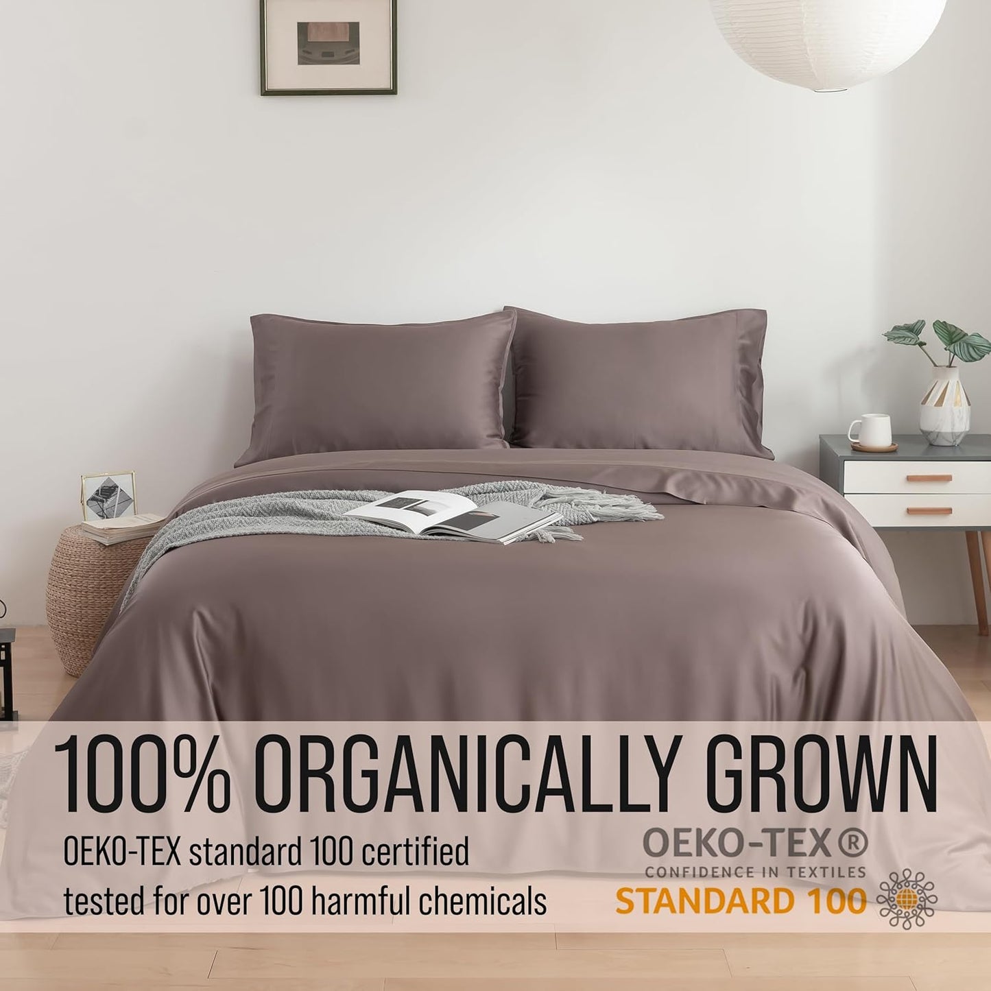 Bella Coterie Luxury Bamboo Viscose 34” Split Top King Size Sheet Set | 1 Fitted Sheet for Sleep Number & Adjustable Beds | 100% Organically Grown | Cooling & Soft | 18” Deep Pocket [Mocha]